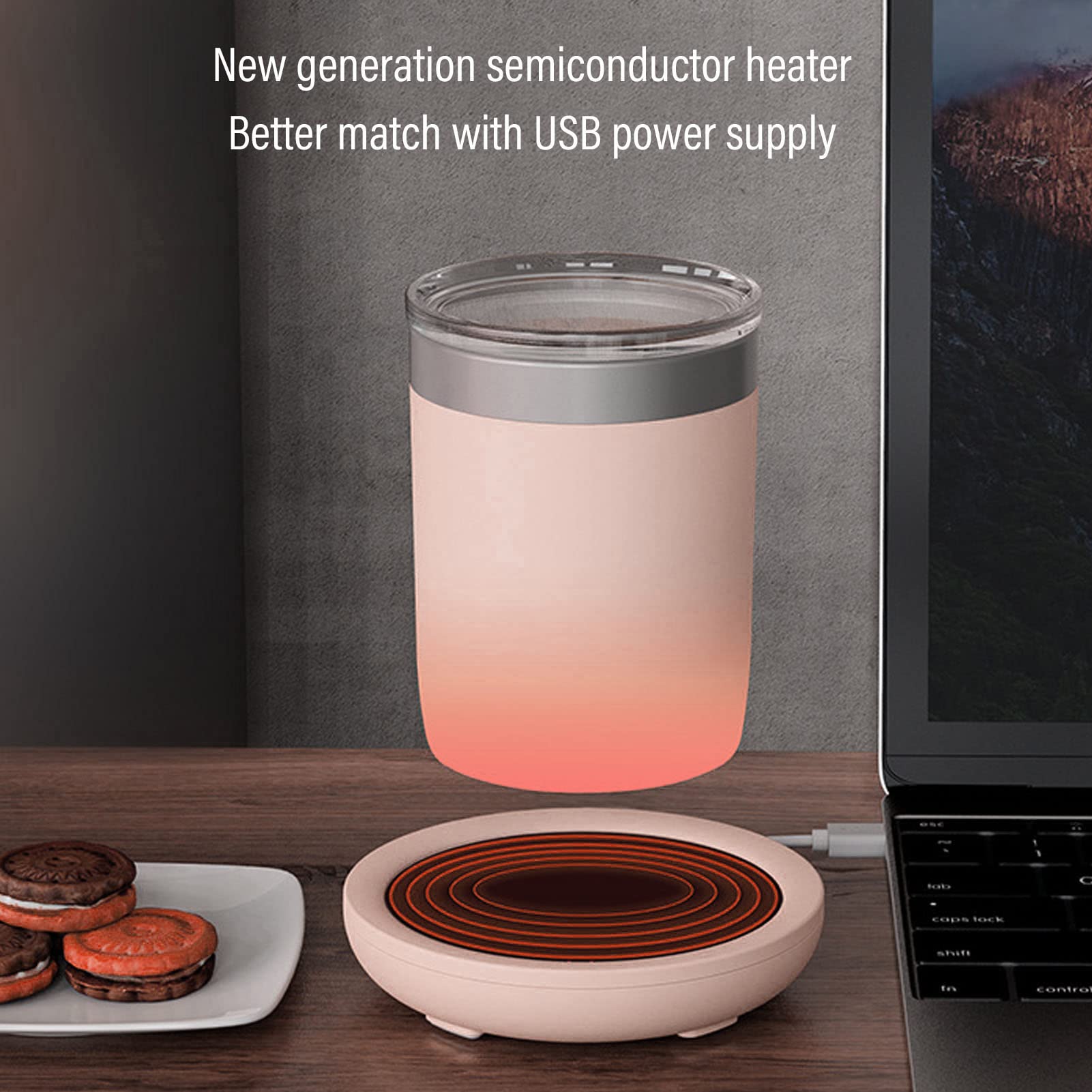 Placa calentadora de tazas, calentador de café USB para escritorio, calentador de bebidas para café, leche, té y calentador eléctrico de tazas de café para oficina en casa (rosa)