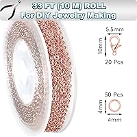 Vista 2 de Jishi 33ft Link Cable Chain Roll 2mm, Rose Gold Chain for Jewelry Making Necklace Earring Bracelet DIY Craft Jewelry Making Findings Supplies, Rose