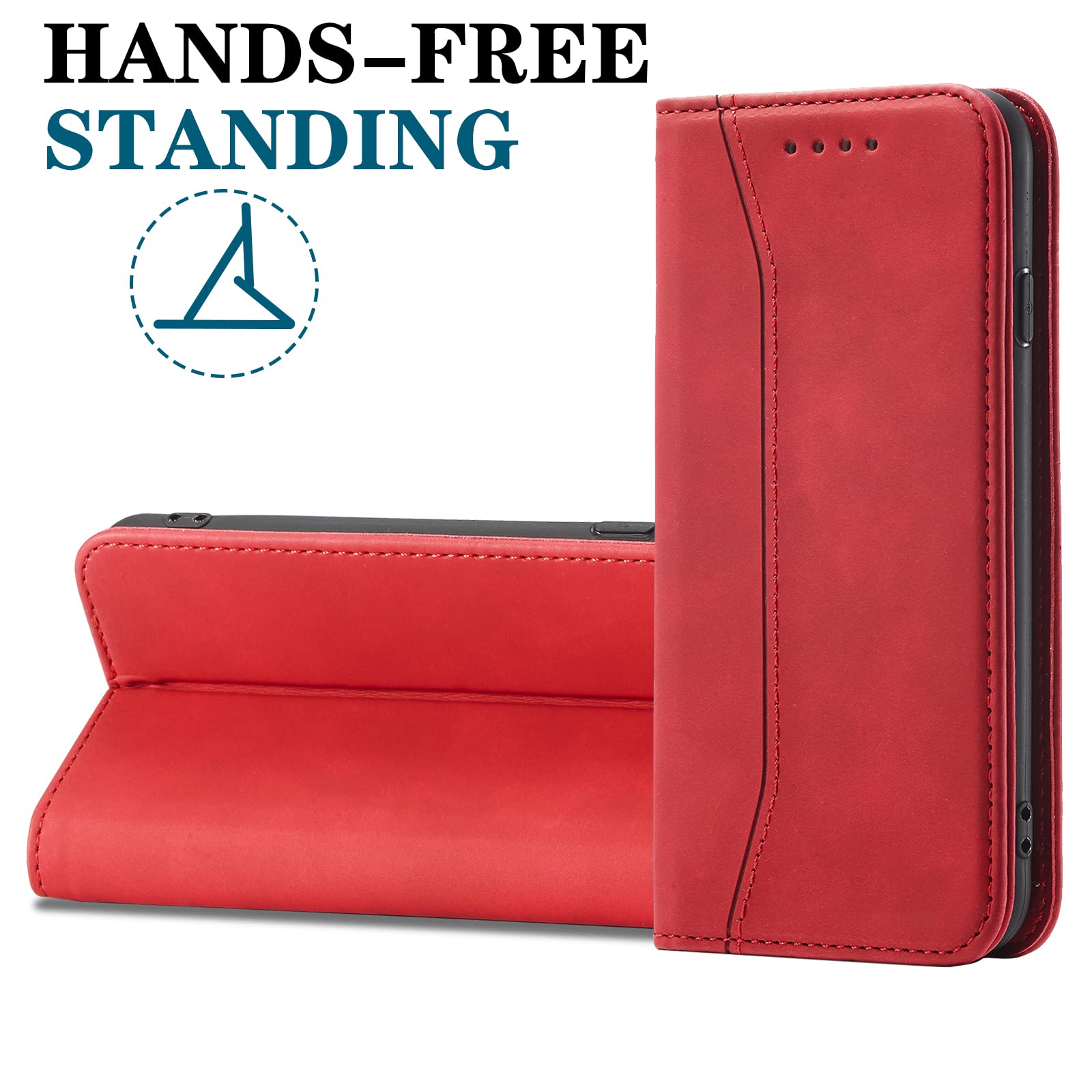 OKZONE Cover Portafoglio In Pelle Per Huawei P30 Lite - Custodia Flip Con 2 Slot Carte E Supporto Magnetico - Marrone - 3