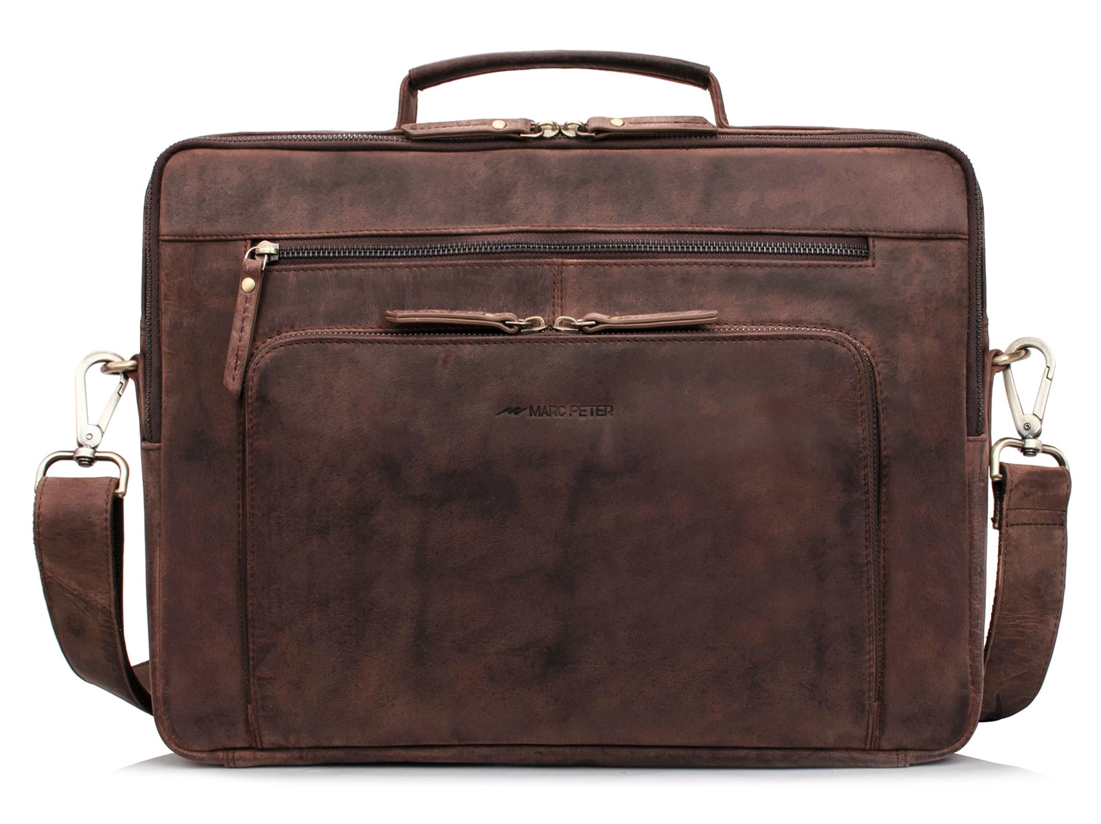 Marc Peter® Laptoptasche Auckland 15,6 Zoll Leder I Umhängetasche für Laptop I Aktentasche für Notebook I Tasche für Damen und Herren