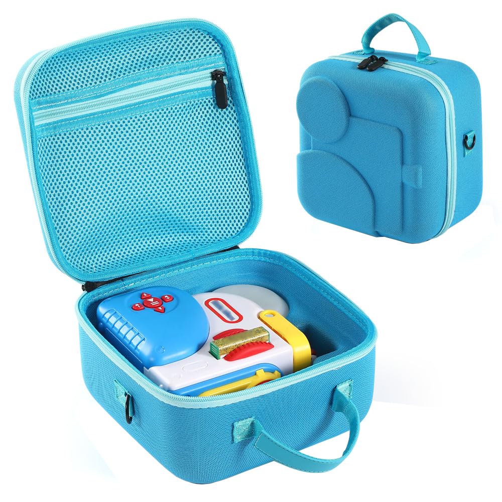 carrying case compatible with little tikes story dream machine, portable storage case for books, character and other accessories - suitable for travel and home storage (blue)