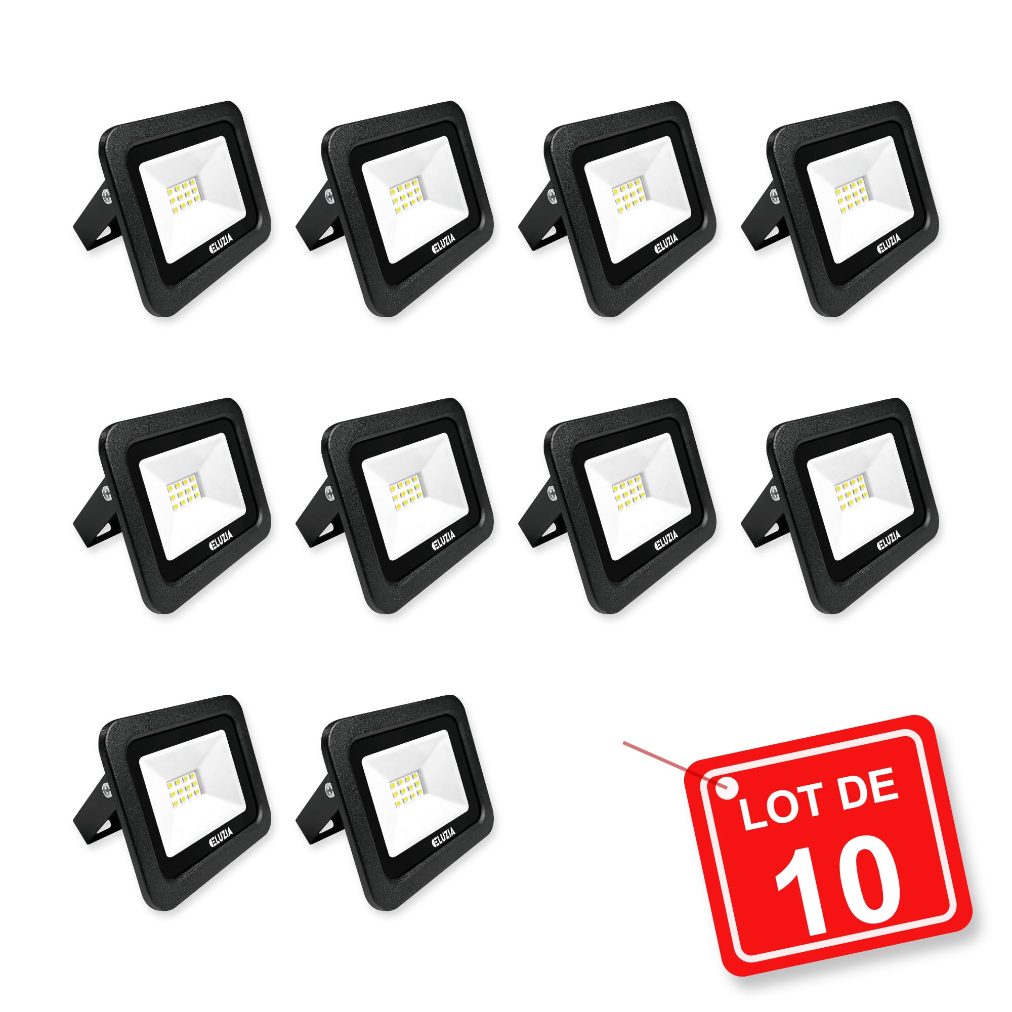 Eluzia LED Floodlight 10W 1000lm 4000K IP65 Black Wall Mounted