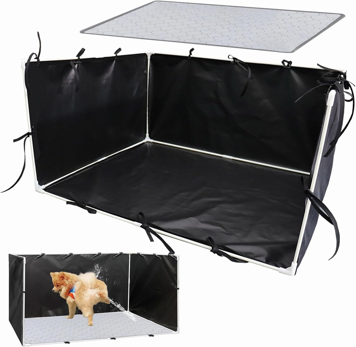 High Walls Dog Pee Pad Holder, Dog Litter Box with High Walls, Indoor Dogs Potty Tray, for Small & Medium Dogs, Not Spill Pee Pad Holder Tray, PeePad HolderTray for Puppy Work with Most Training Pads