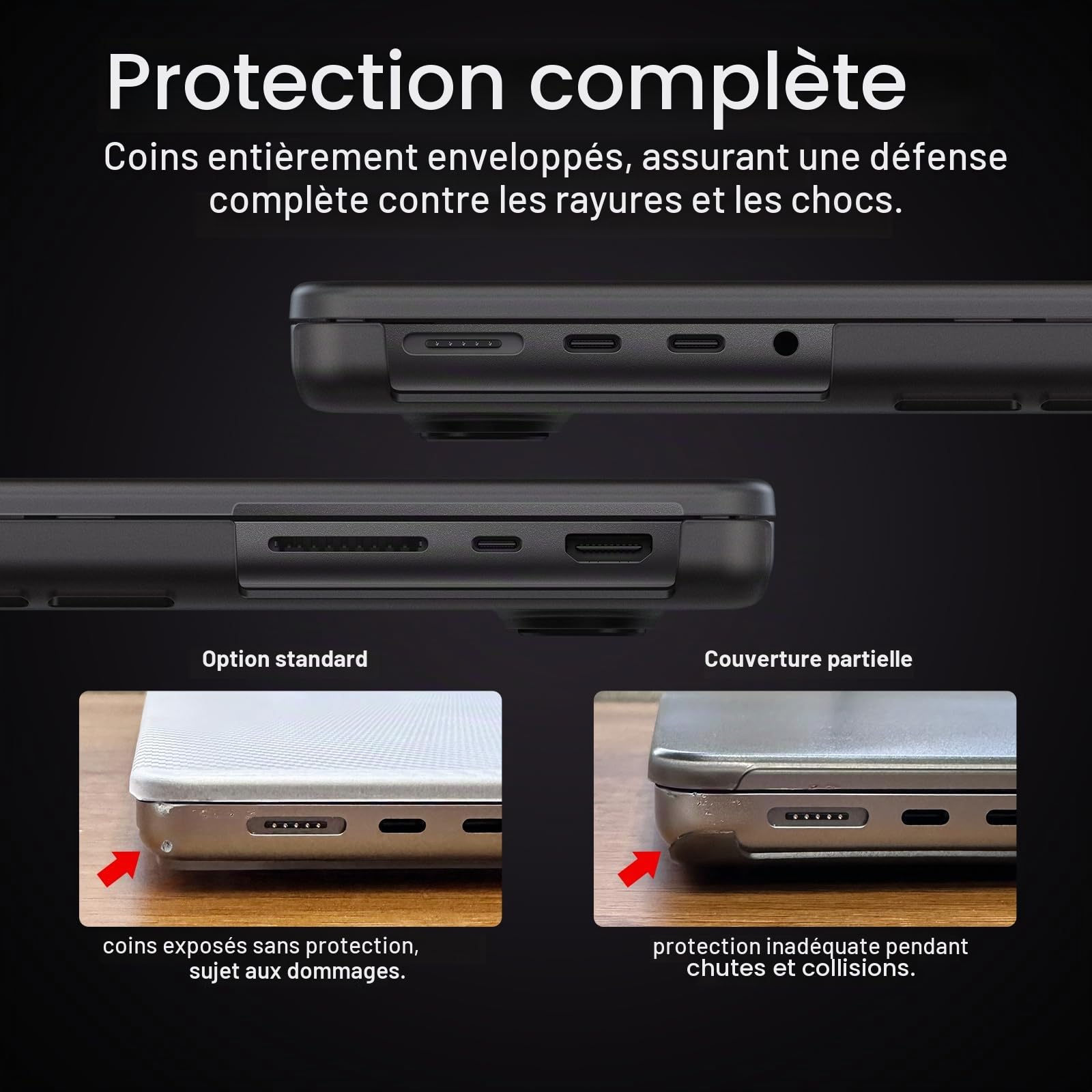 Soonjet Coque pour MacBook Pro 16" M4 2024-2021 M3 M2 M1 Pro/Max Coque de Protection Rigide pour Ordinateur Portable A3403 A3186 A2991 A2780 A2485 – Noir Spatial Transparent