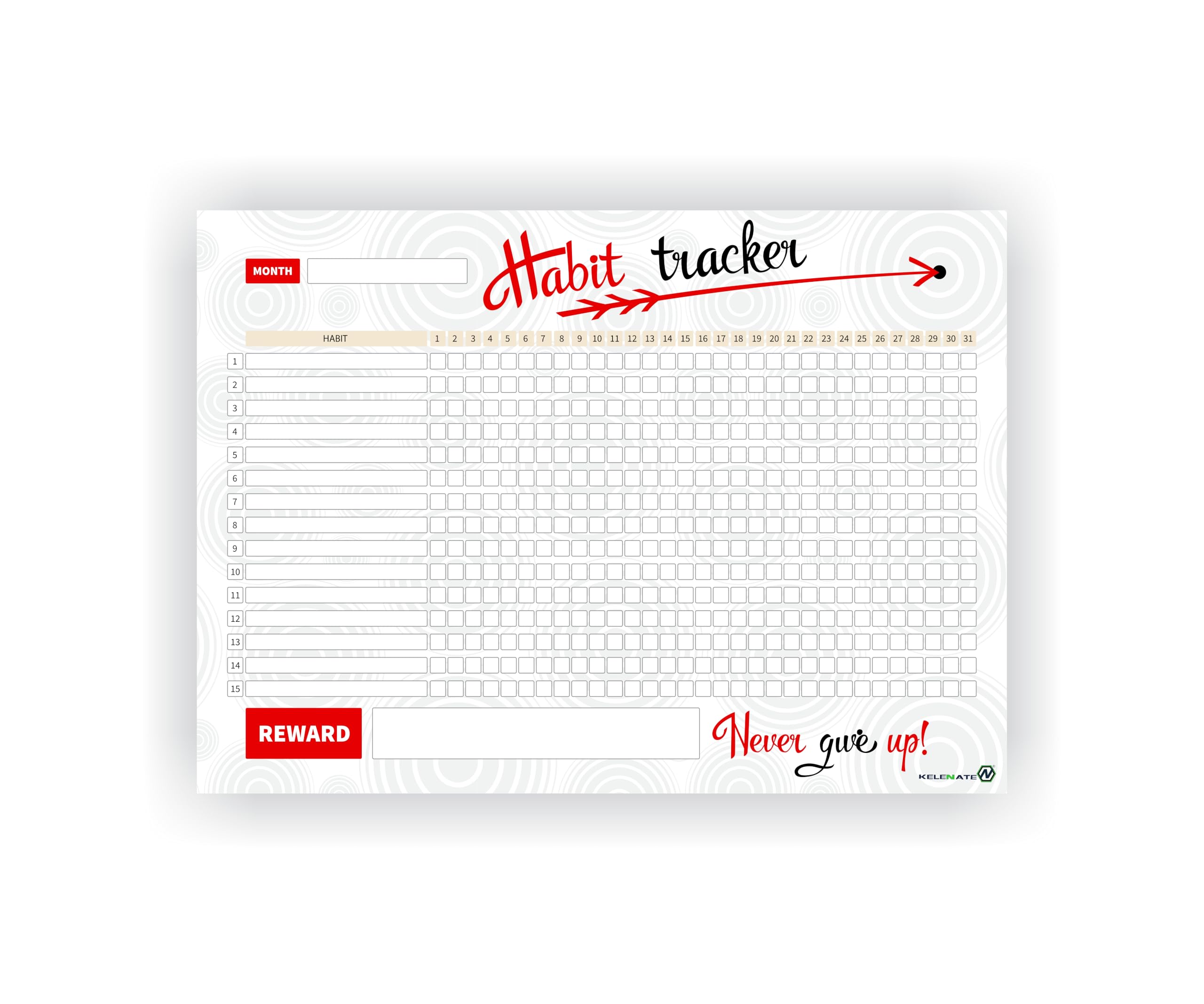 Kelenate® (Rectangle) Habit Tracker Calendar - Inspirational Habit Journal - 12 Sheets Daily Habit Tracker Journal and Goal Board - Motivational Goal Journal - Great Tool For Productivity And Workout (Design-19)-picture-42