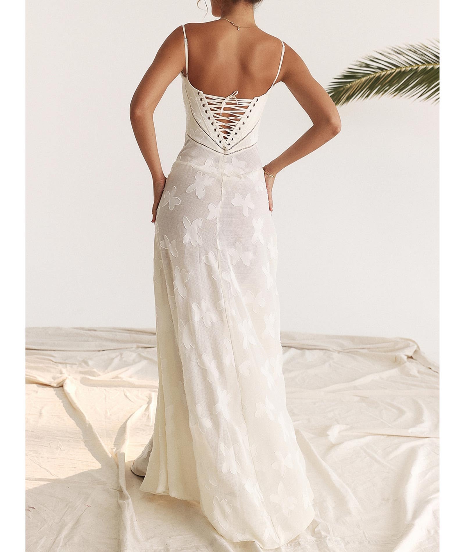 xxxiticat Robe d'été pour femme - Style bohème - Col floral - Robe maxi - Taille haute - Volants - Plage