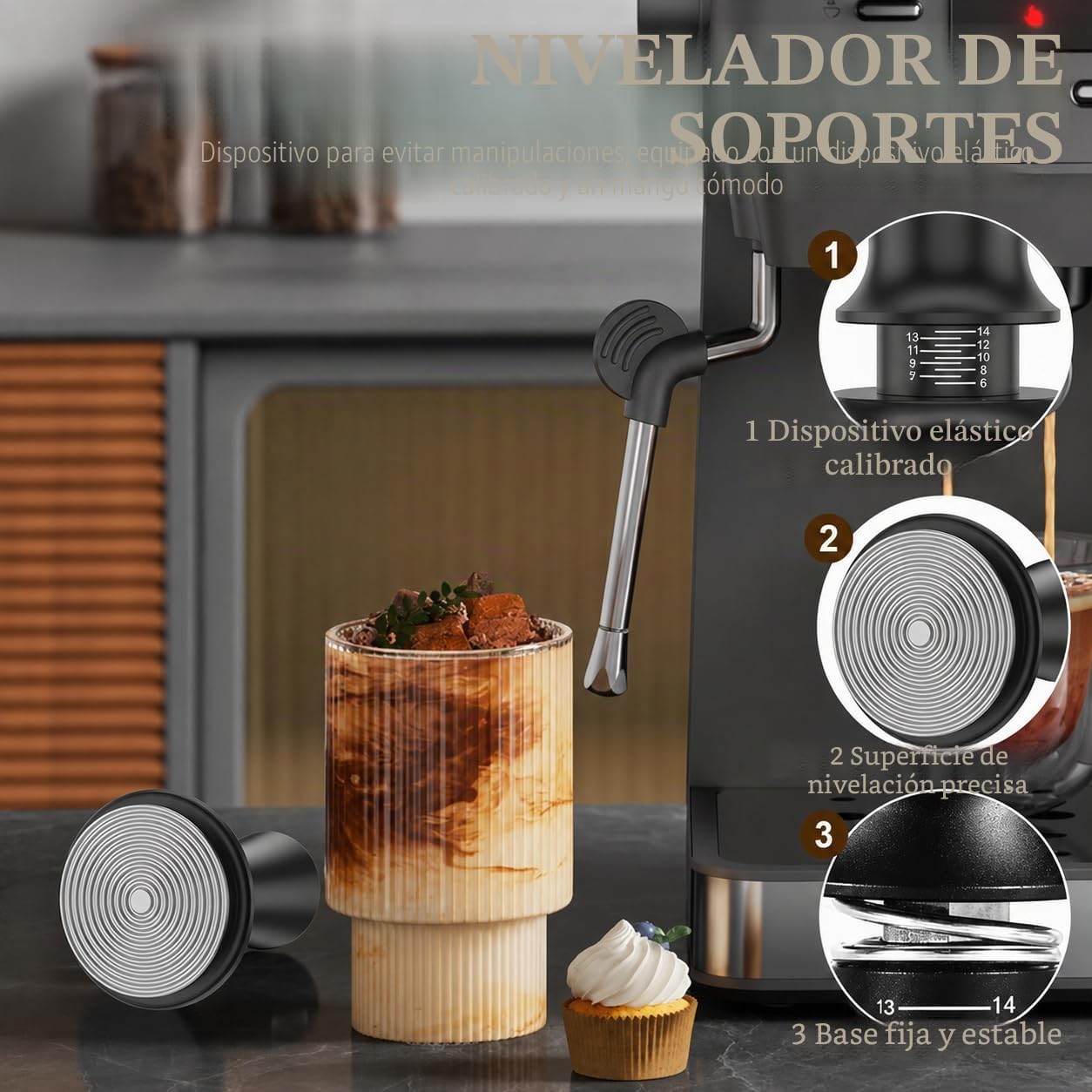 Juego de prenso, 51 mm, con aguja de espresso, prensador de café con distribuidor, anillo dosificador de 51 mm, agujas para agitador de café, pantalla de puck, estación de tamper, cepillo de