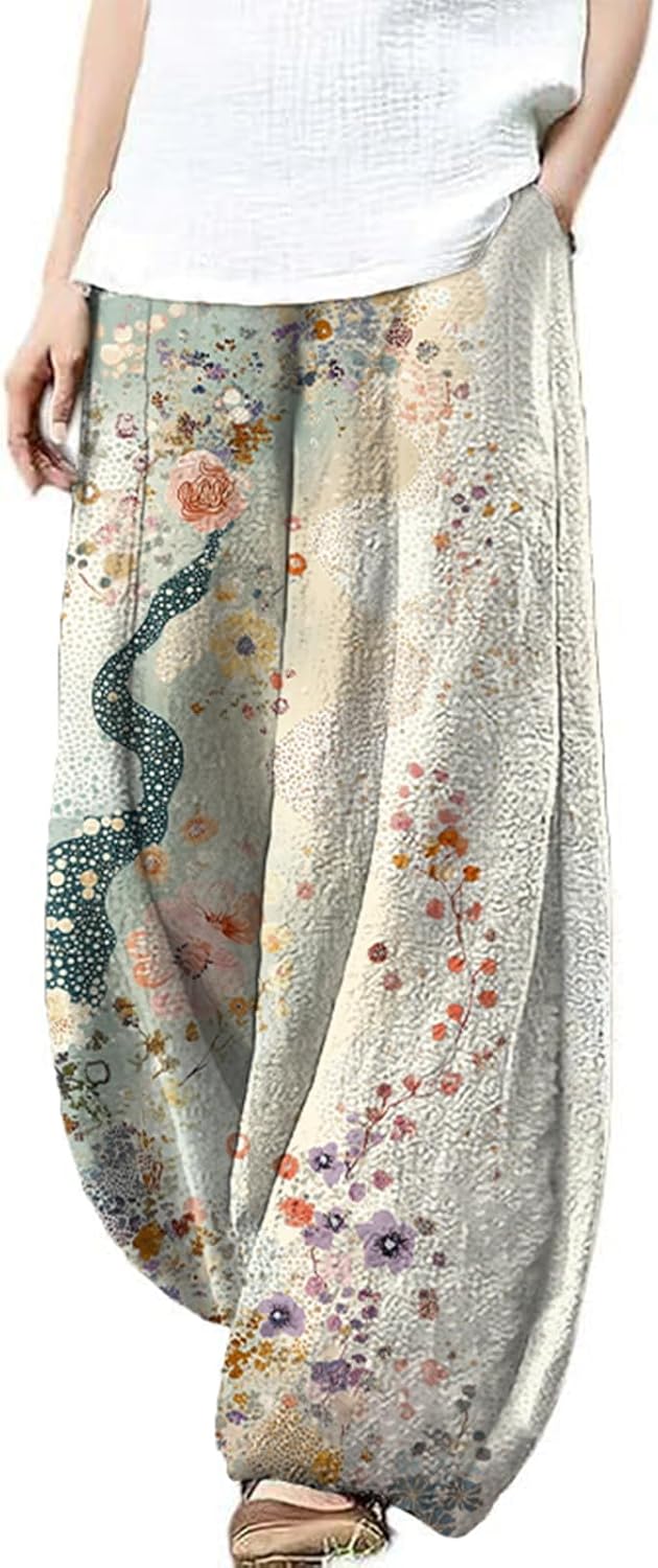 Plus Size Pants for Women Baggy Trendy Lightweight Breathable Loose Graphic Yoga Casual Pants with Pockets