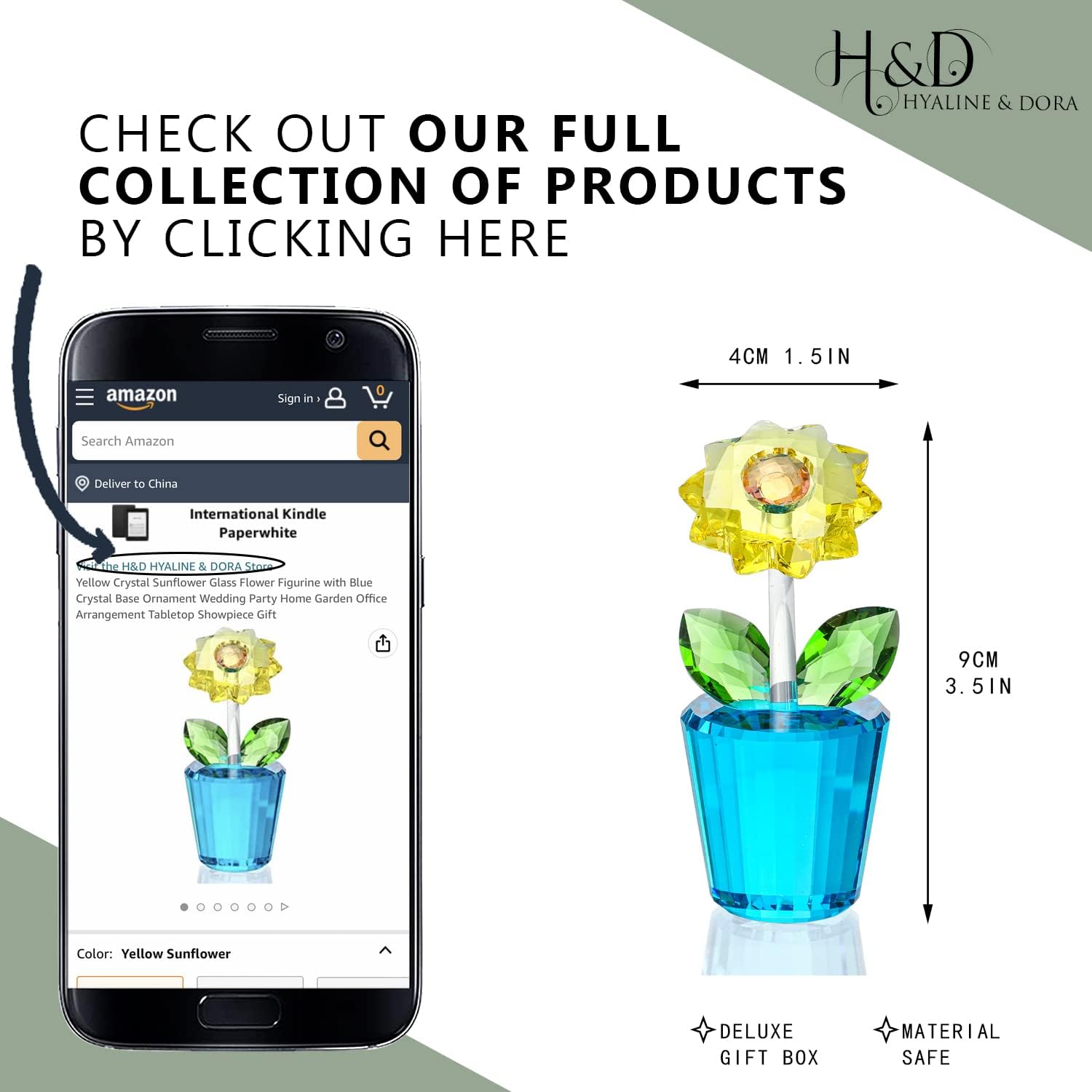 H&D HYALINE & DORA Crystal Collectable Ornaments Home Decor Tabletop Centerpiece Gift