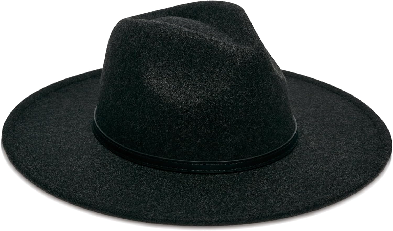 Wide Brim Fedora Hat for Women, Faux Wool Felt, Animal Print Band, Classic Western Style - Image 3