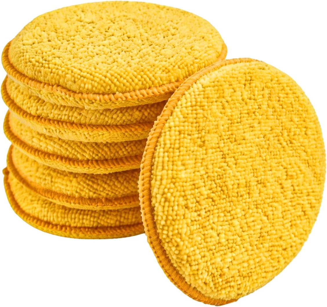 6PCS Microfiber Wax Applicator Pads (Yellow)