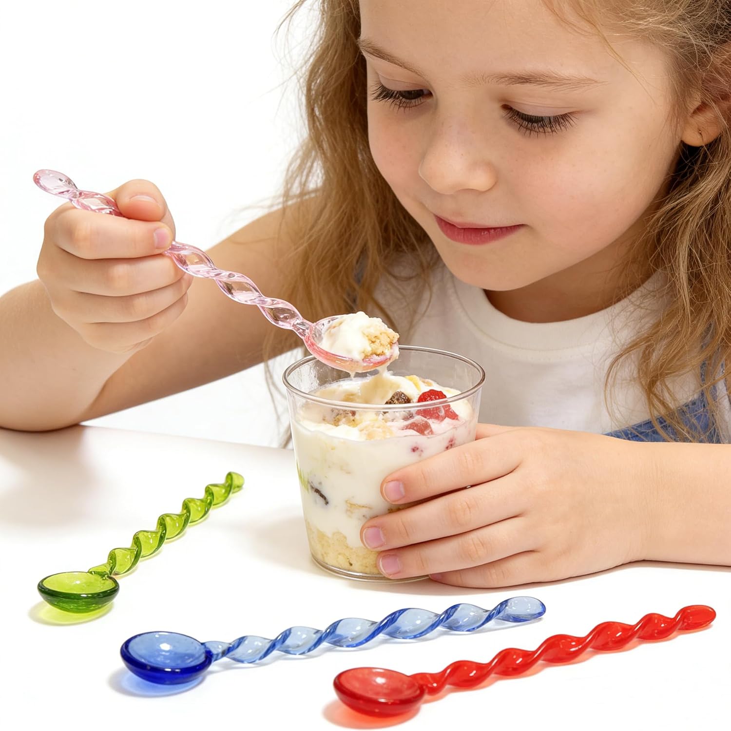 4 Pcs Colorful Handmade Glass Stirring Spoons 6.5" Cute&Beautiful Twisted Handle Borosilicate Spoon for Coffee Tea Cocktails & Desserts| Vibrant Decorative(Pink Red Blue Green) - Image 7