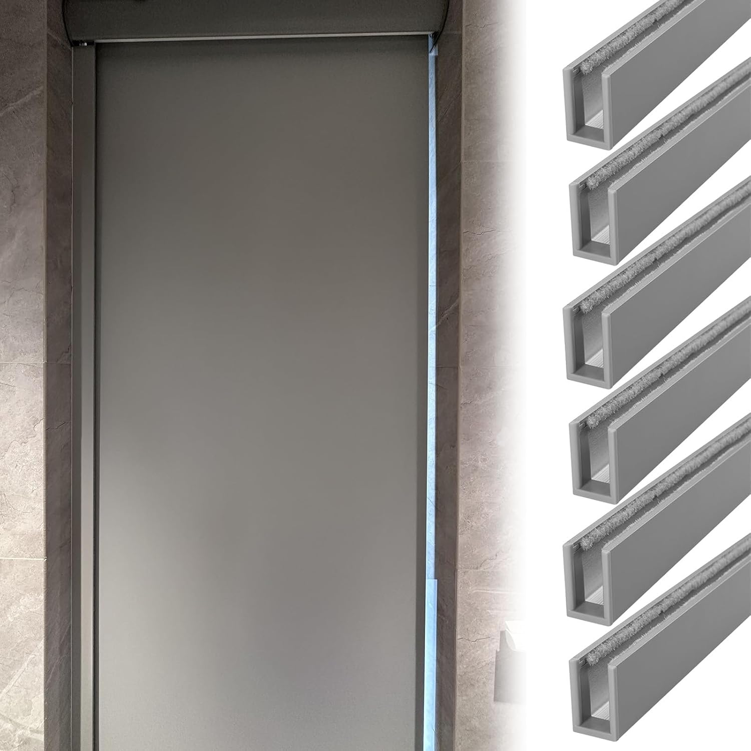 Light Blocking Strips for Blackout Roller Blinds - U-Channel Side Rails for Bedroom, Nursery, RV & Home Theater - Easy Installation, 210cm (82.5 in), 6 Pack, Enhanced Privacy & Light Control