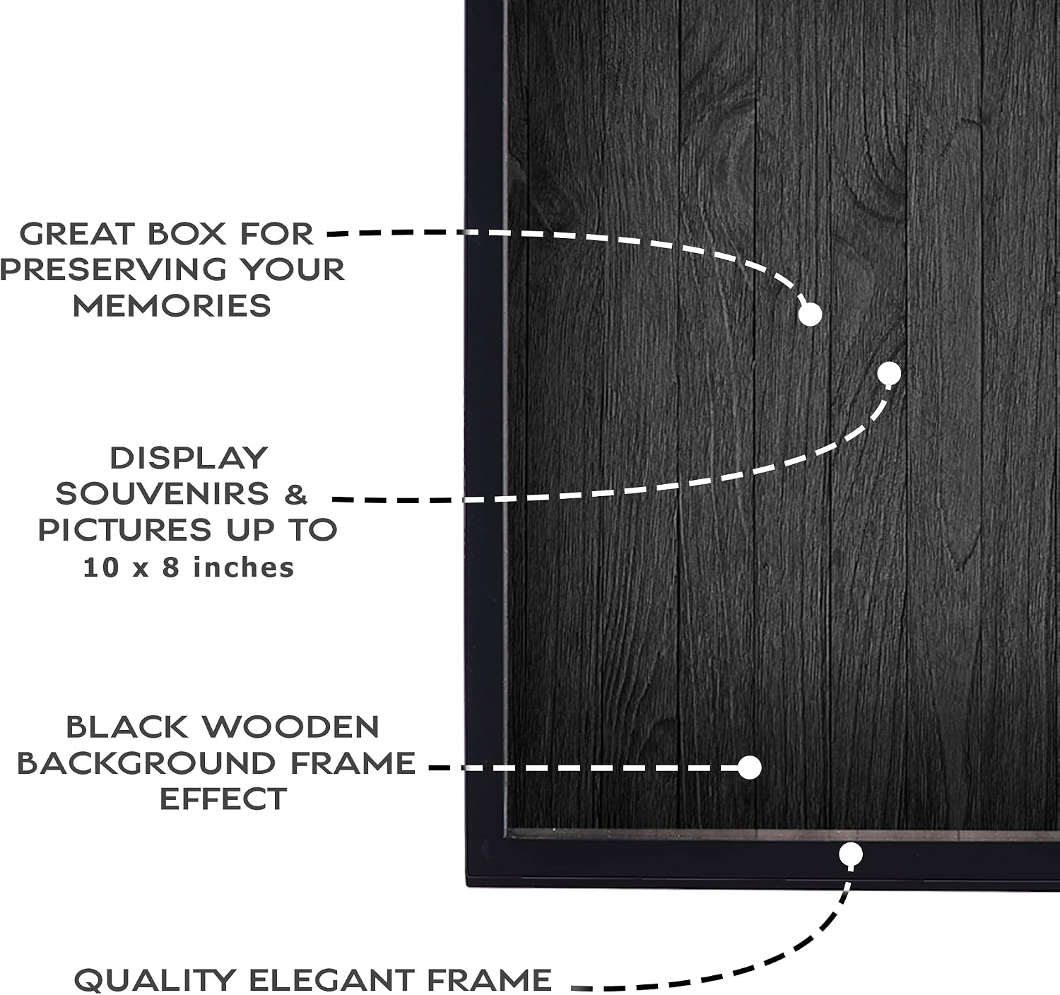 Shadow Box Display Case – Black Wooden Shadow Box Frame - Showcase Bottle Caps, Shells, Ticket Stubs, Airline Tickets, Ideal for Memorabilia Photos, Flowers, & Medals (10 x 8 in)