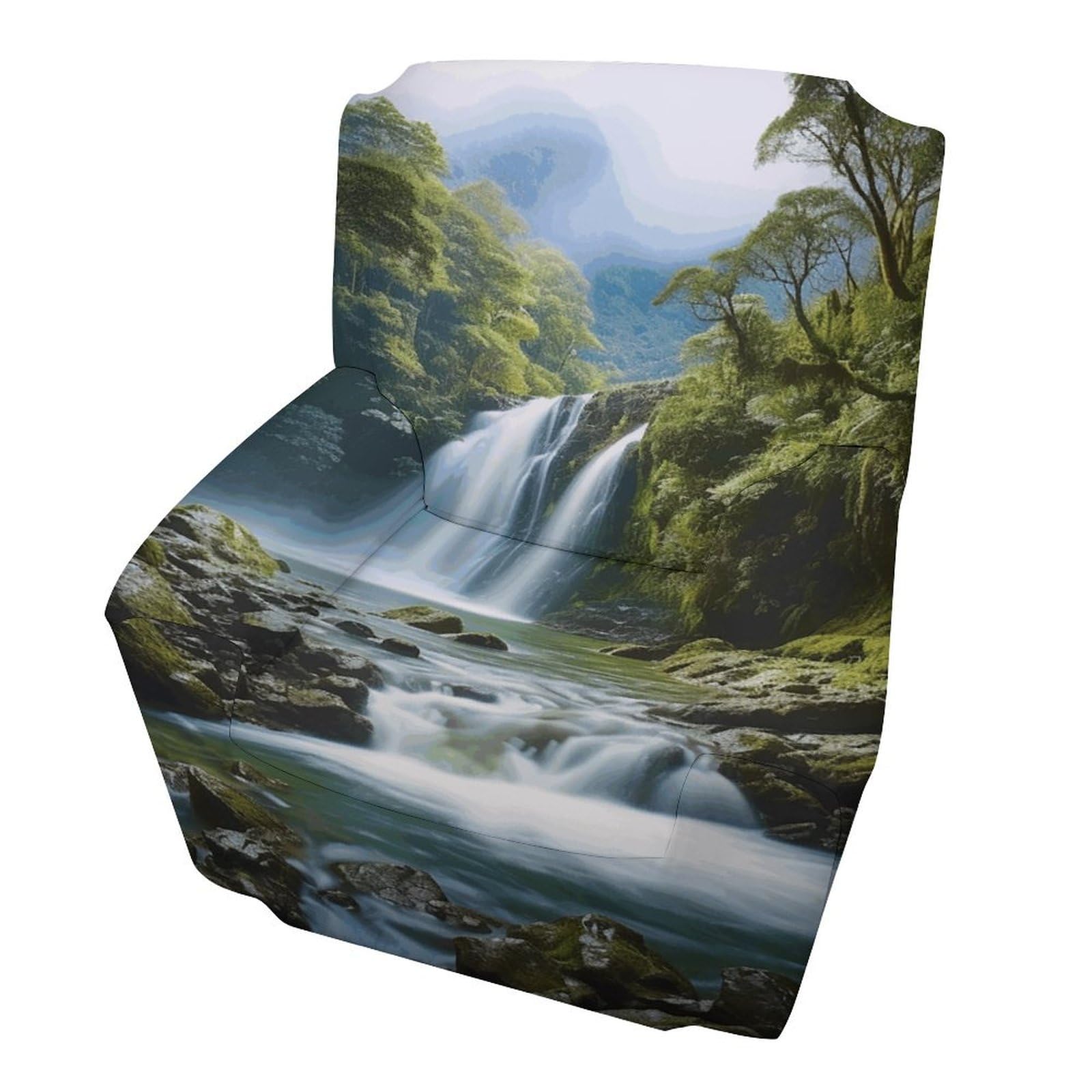 Housse de protection pour canapé simple et fauteuil paysage cascade