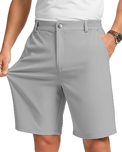 9 Inch 9in Inseam Men Casual Dress Golf Shorts Flat Front Chino Stretch Expandab