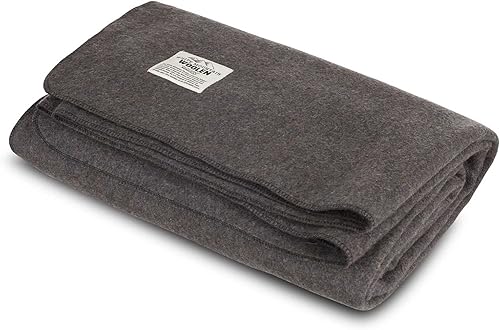 Minus33 Merino Wool - Manta de lana blanca de montaña individual - Manta cálida - Manta de picnic - 80% lana reciclada - 65 pulgadas de ancho x 90