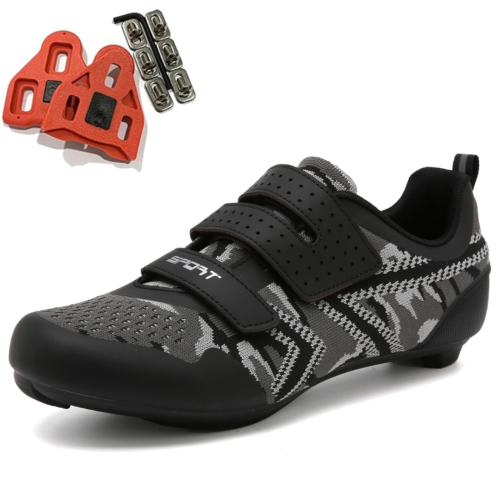 SDEQA Fahrradschuhe Herren Radschuhe Damen Atmungsaktive Kompatibel mit Peloton Look SPD SPD-SL Delta Lock Pedal Radsportschuhe Spin MTB Schuhe