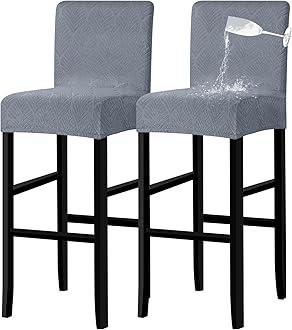 Waterproof Bar Stool Cover With Back - Counter Chair Slipcover for Pub and High Back Stools