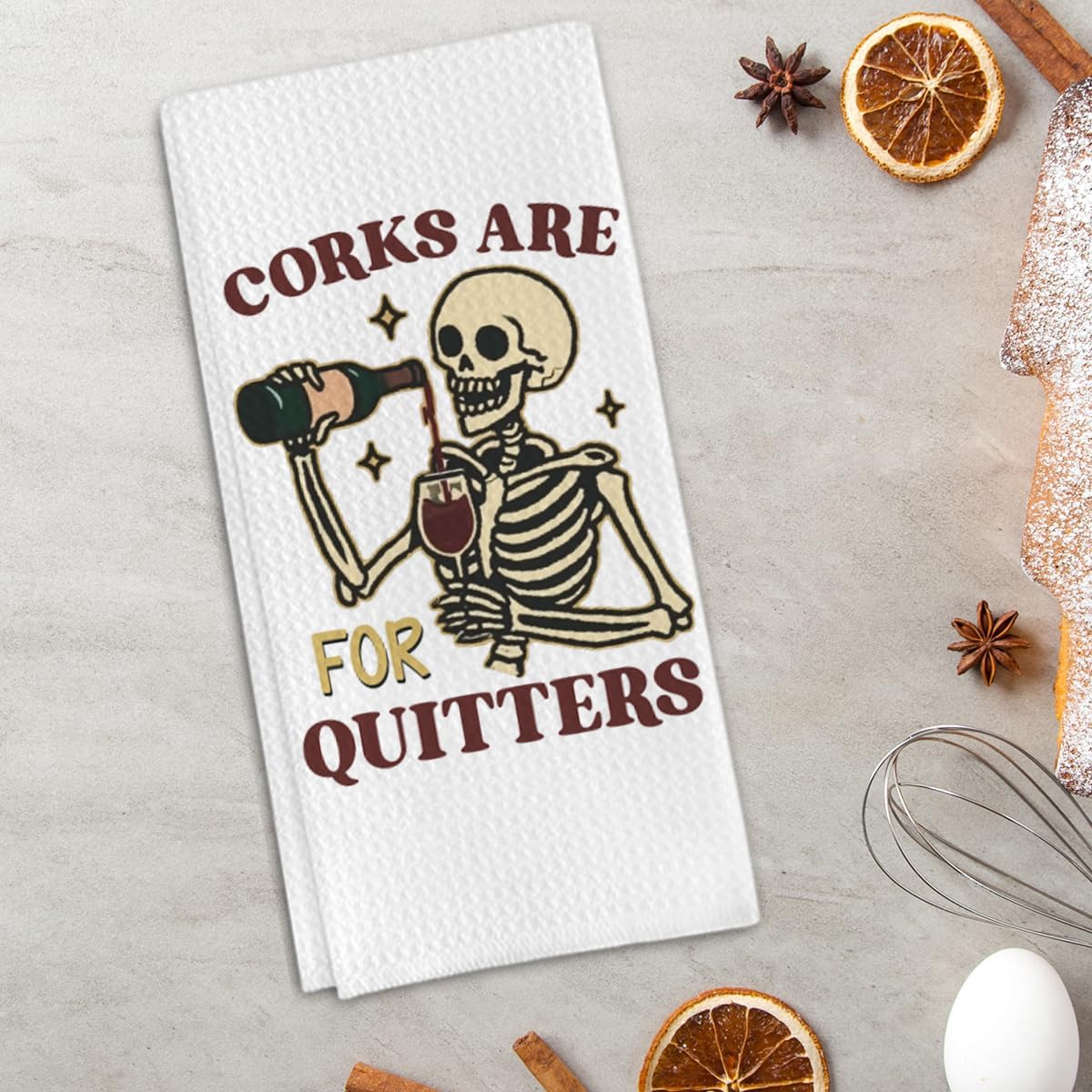 Wine Gifts Kitchen Towels for Wine Lover, Corks are for Quitters Decorative Towels for Bar Kitchen Bathroom - Image 3