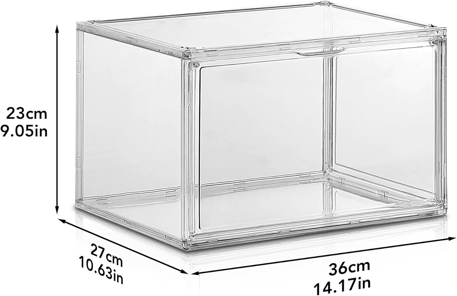 ICE ARMOR Crystal Clear Stackable Shoe Boxes with Magnetic Doors, Transparent Dustproof Sneaker Display Organizer Containers for Basketball Shoes & Collectibles