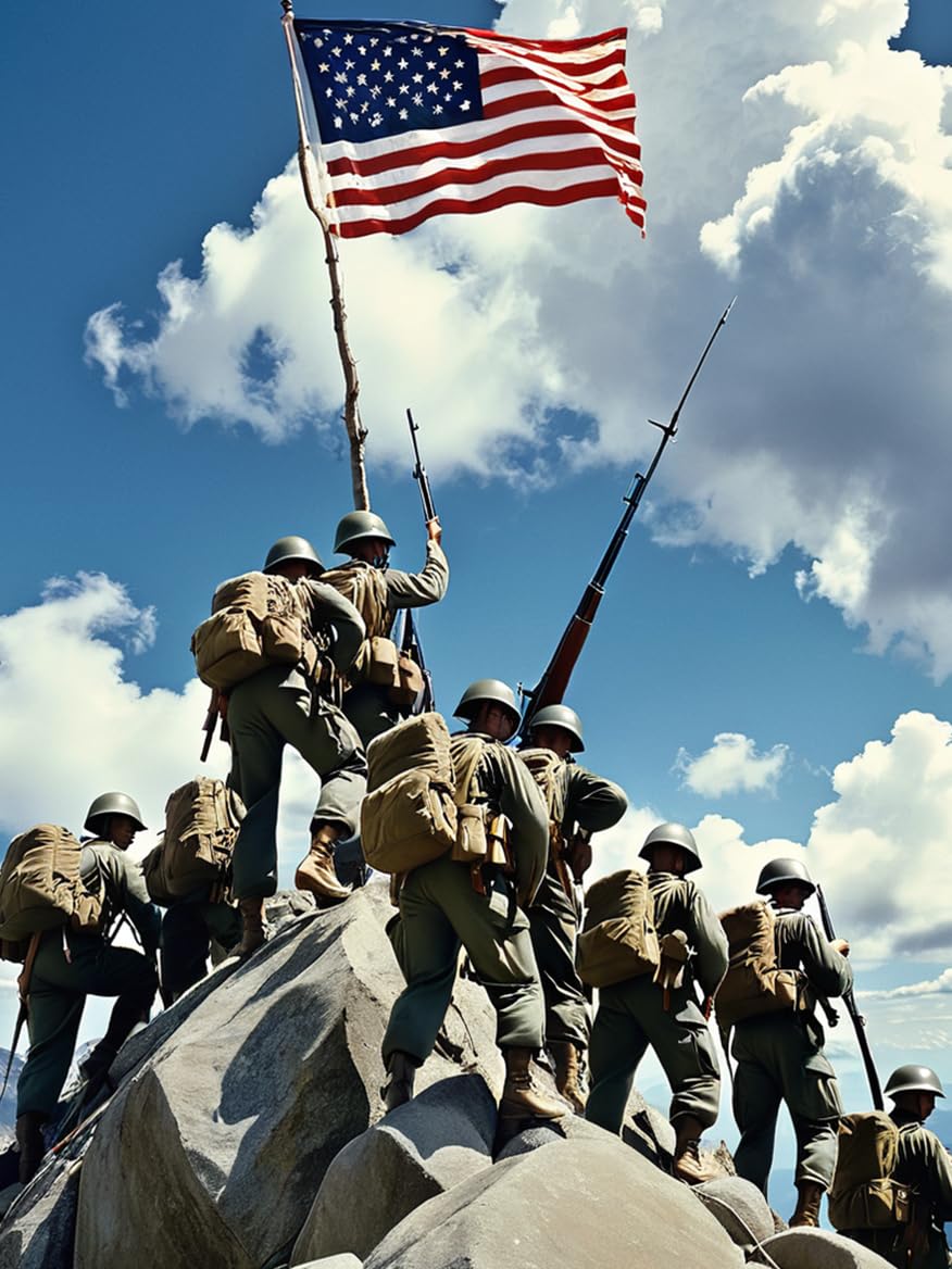 Kichlep American Army Canvas Wall Art Painting Patriot's Day Canvas Pictures Aesthetic Artwork for Gift Bedroom Living Room Bathroom Decoration