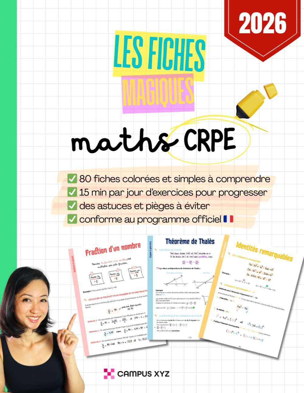 Fiches magiques – Mathématiques CRPE. 80 fiches manuscrites, colorées et faciles à comprendre + 80 pages d’exercices corrigés. Réviser le CRPE sans ... de maths illustrés et simples à comprendre)