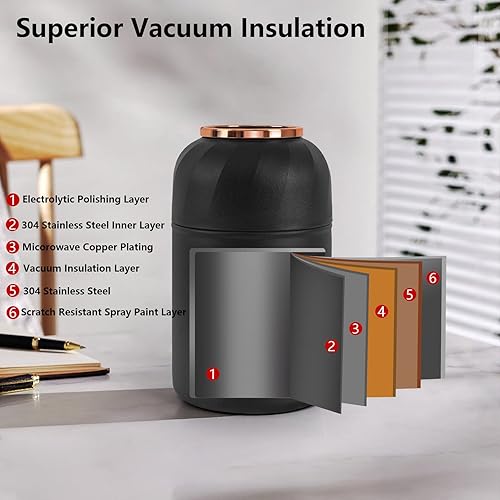 Miniatura 4 de Vuzsbcmx Frasco de alimentos aislado para alimentos calientes, tarro de alimentos aislado de 28 onzas con cuchara plegable y tenedor plegable, a