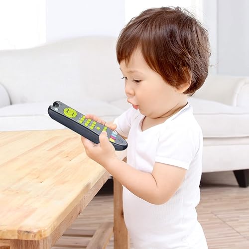 Miniatura 5 de APSUAE Juguete de control remoto de TV para bebé con luz de sonido juguetes educativos realistas con inglés español francés juguete musical para
