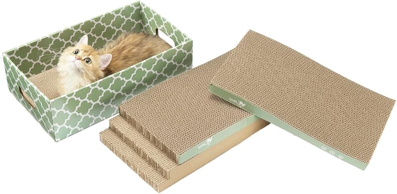 Arranhador para Gatos de Papelão Corrugado Reversível MECOOL MC22LSC-05 com Catnip e Caixa