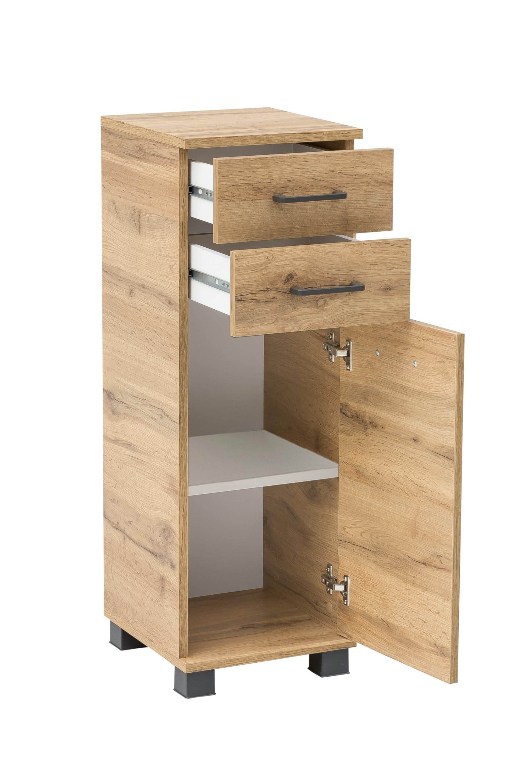 Pensile Per Bagno Nora In Stile Rustico Rovere - 30,3x20,5x70,8 Cm, Con Fermaporta Regolabile - Foto 7