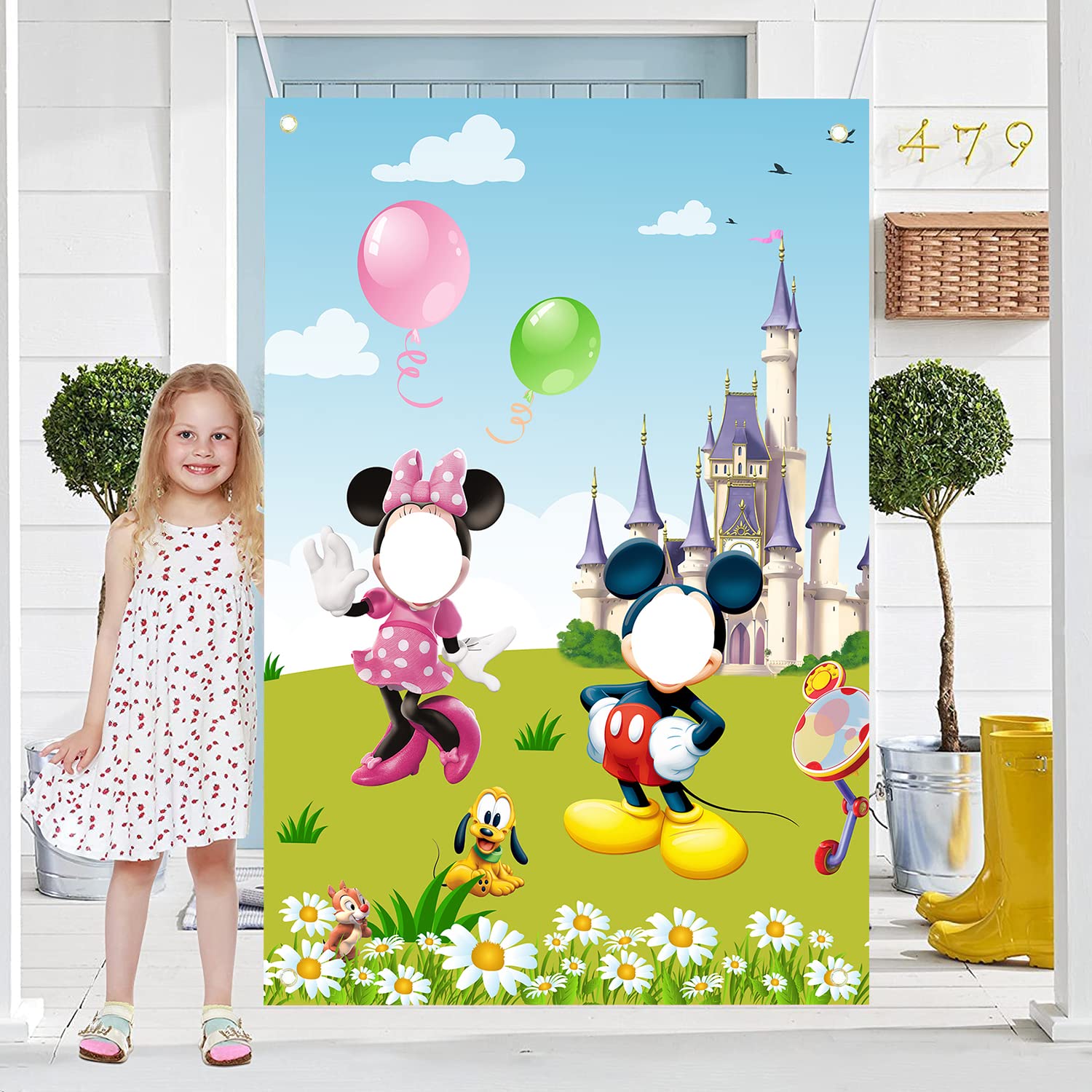 Mouse Face in Hole Photo Banner Backdrop Mouse Theme Birthday Party Decorations Mouse Photo Door Banner Baby Shower Kids Birthday Party Funny Games Supplies Mouse Photo Props