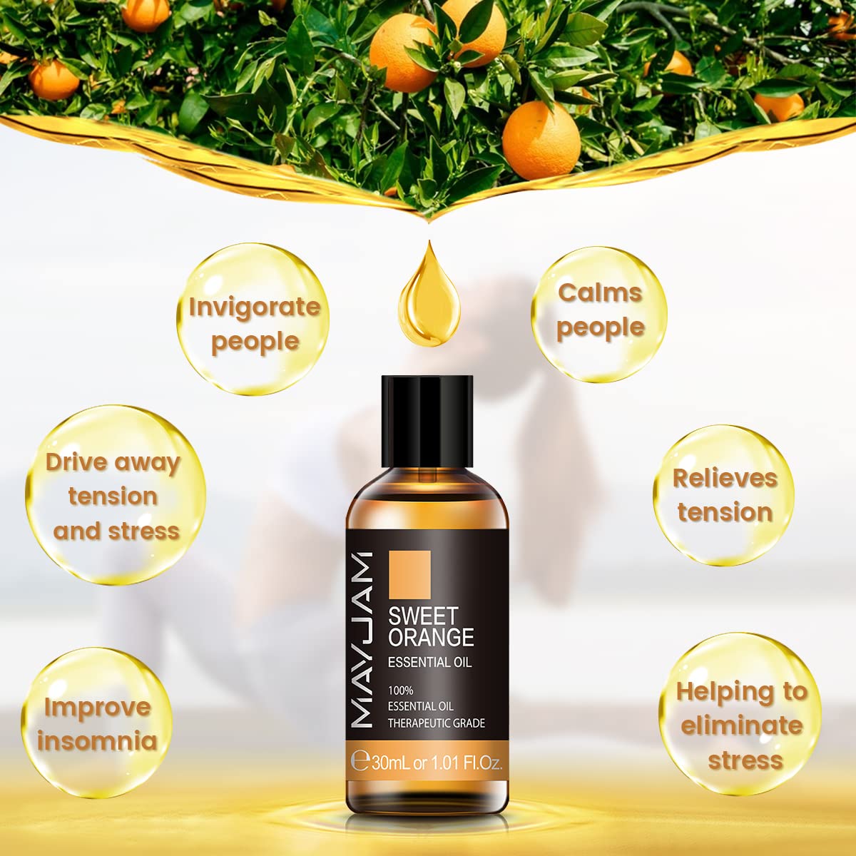 MAYJAM Set di Oli Essenziali 3 * 30ml Arancio Dolce Vaniglia Lavanda, Set Regalo Di Oli Essenziali Per Aromaterapia Per Diffusore, Umidificatore