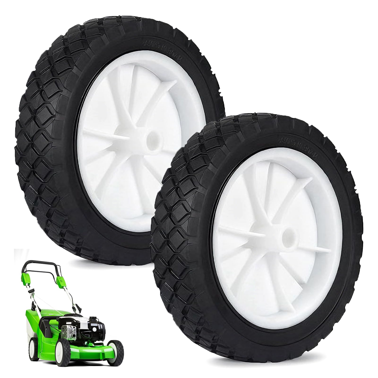 2 ruedas de goma, ruedas de goma de 175 mm de diámetro, rueda de repuesto de 7 pulgadas, eje de 13 mm, ancho de 35 mm, rueda de plástico para barbacoa, carro, tractor cortacésped, remolque