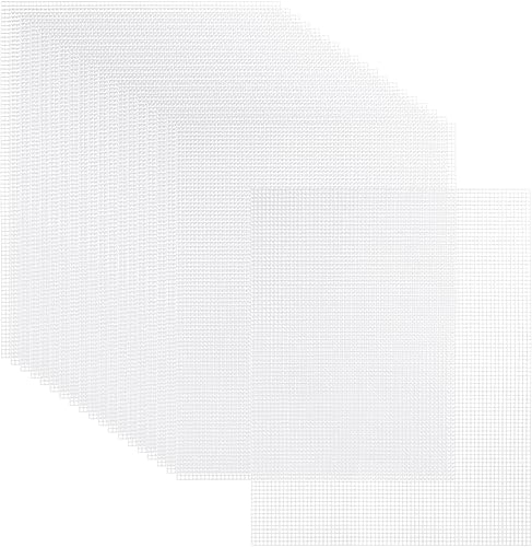 20 hojas de lienzo de plástico, 13 x 10.2 pulgadas, 7 unidades, hojas de lona de malla de plástico transparente para bordar, punto de cruz, hojas de