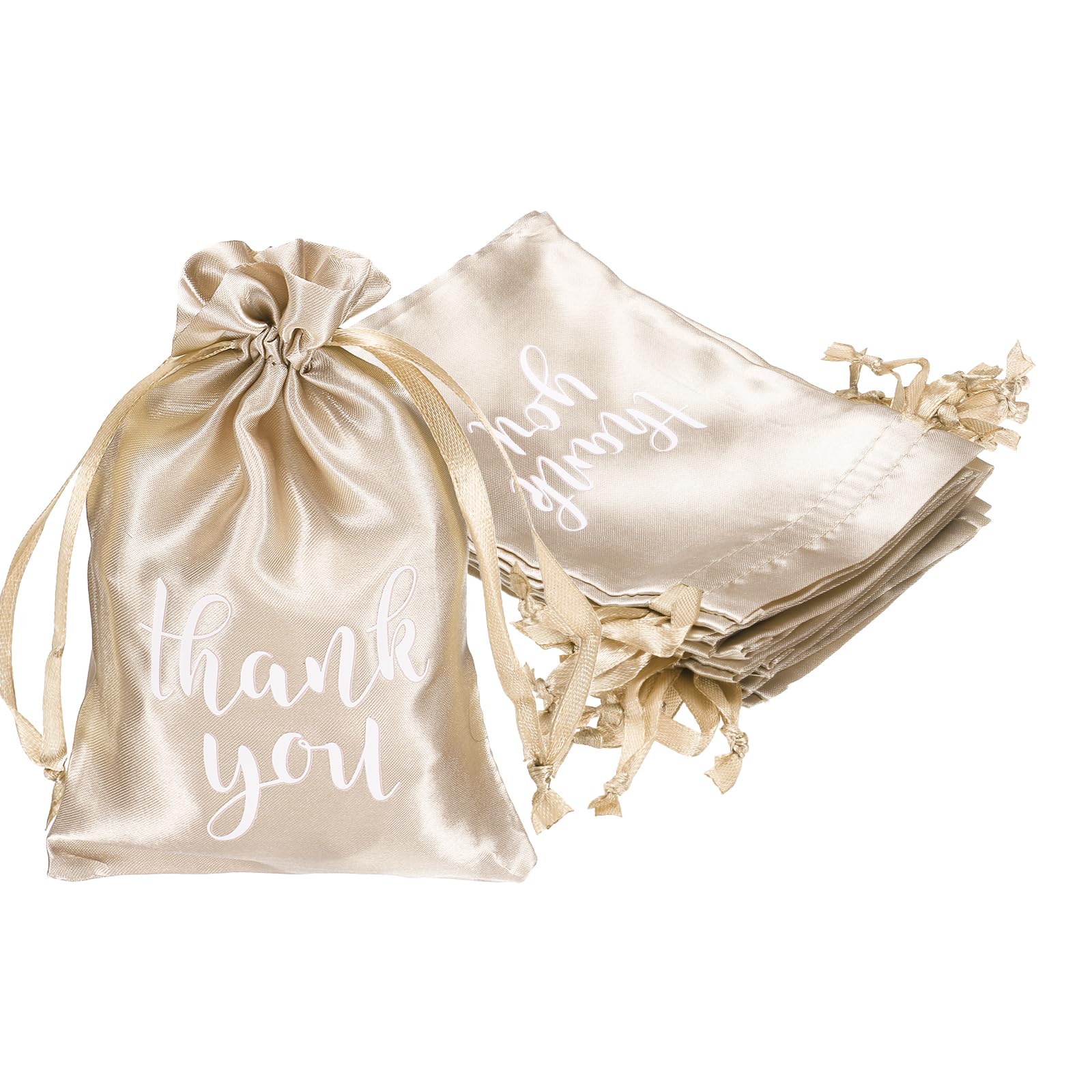 PATIKIL Thank You Satin Gift Bags, (4 x 6 Inch, Gold) (50Pcs), Satin Drawstring Favor Bags Gift Pouches with Drawstrings, Suit for - Wedding/Festival/Birthday/Celebration — image 1