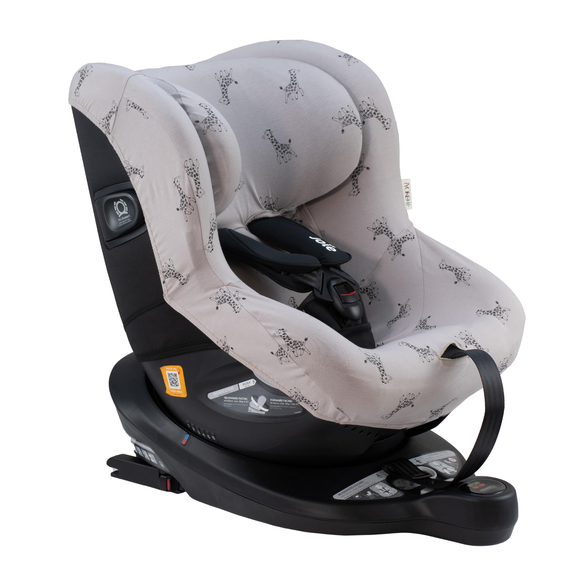 JYOKO Kids Funda de algodón Compatible con Joie Spin 360 y Nuna Rebl (Giraffe, Funda Joie I-Spin 360)