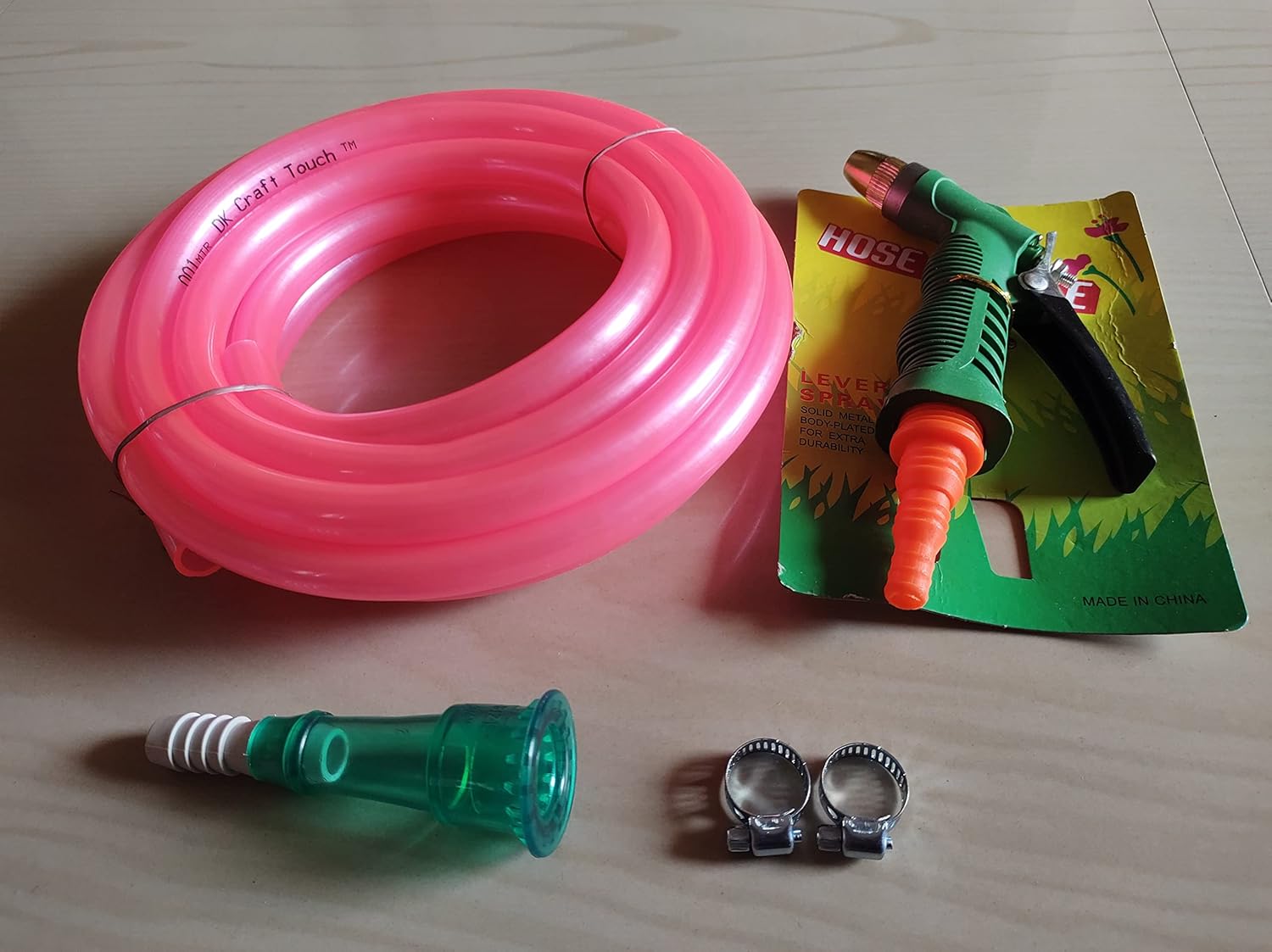 DK Craft Touch 50 Feet (15 Meter) Length Car Washing Water Hose Pipe with High Pressure Lever