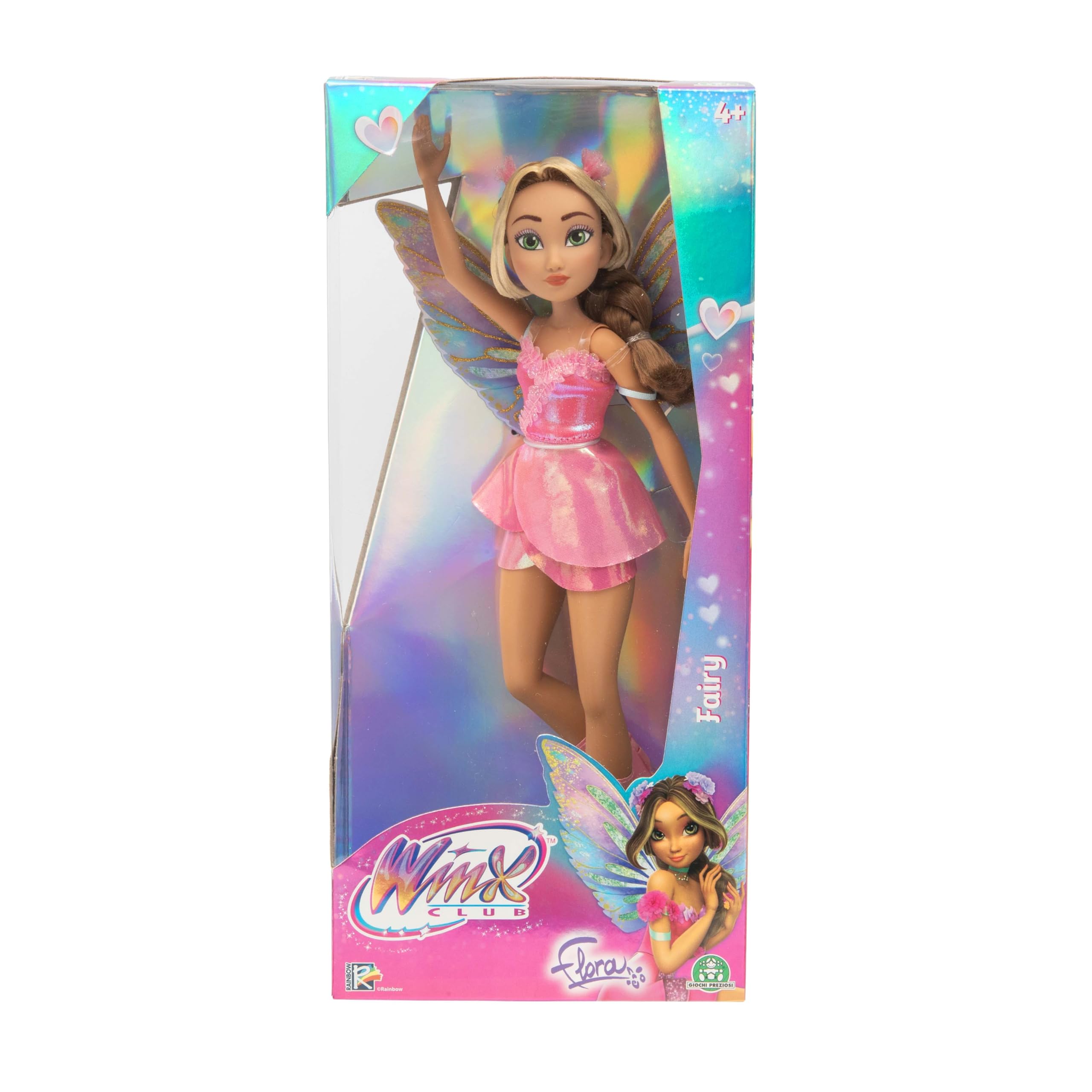 Winx Club Fairy Doll – Flora with Glitter Wings & Articulated Joints – Magical Fairy Transformation Outfit – Removable Accessories – Official Winx Toy for Girls – Ages 4+, Pink