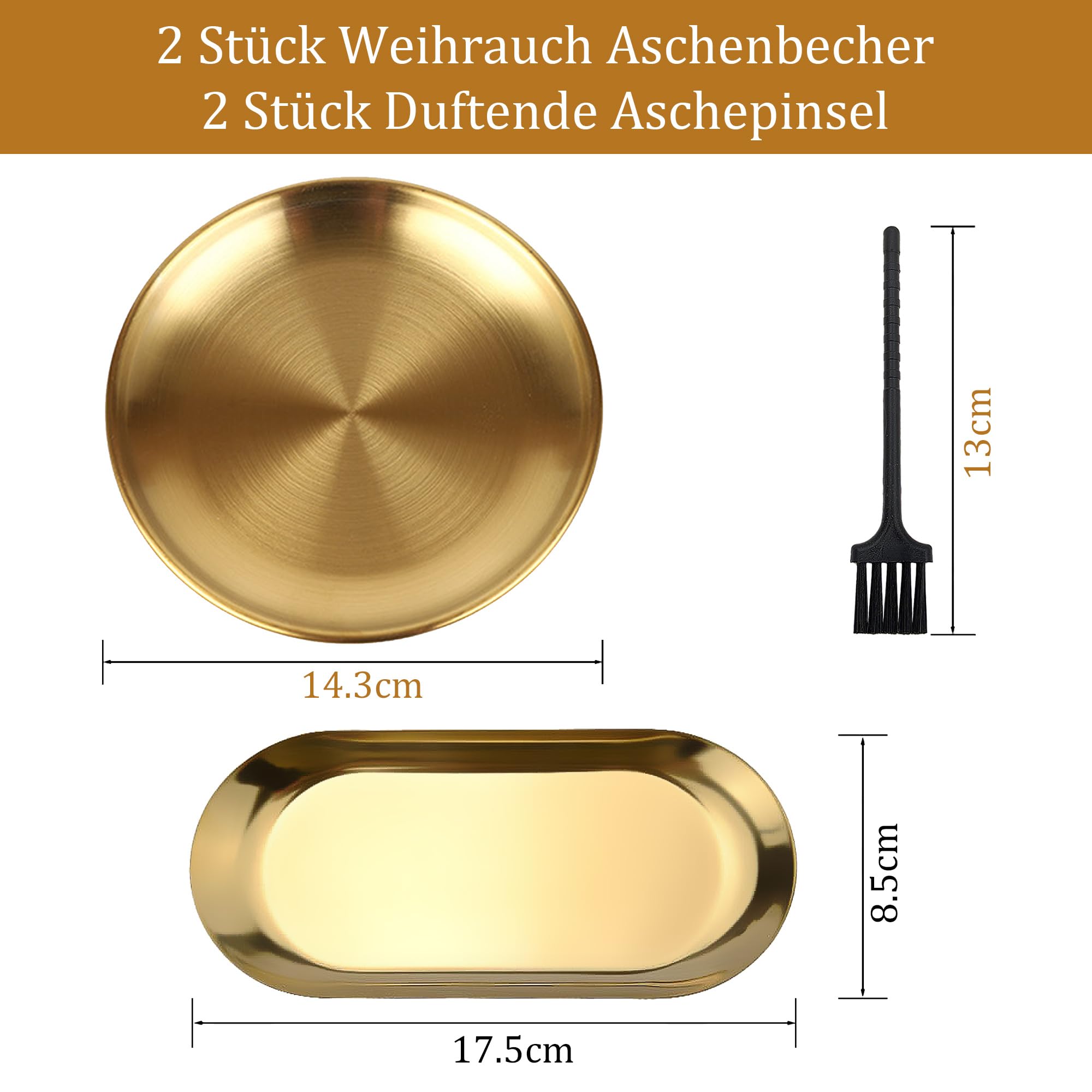 Sujaimei 6-in-1 Räucherset Aus Messing | Mit Halter Für Stäbchen & Kegel, Ascheauffänger & Bürste | Für Meditation & Deko