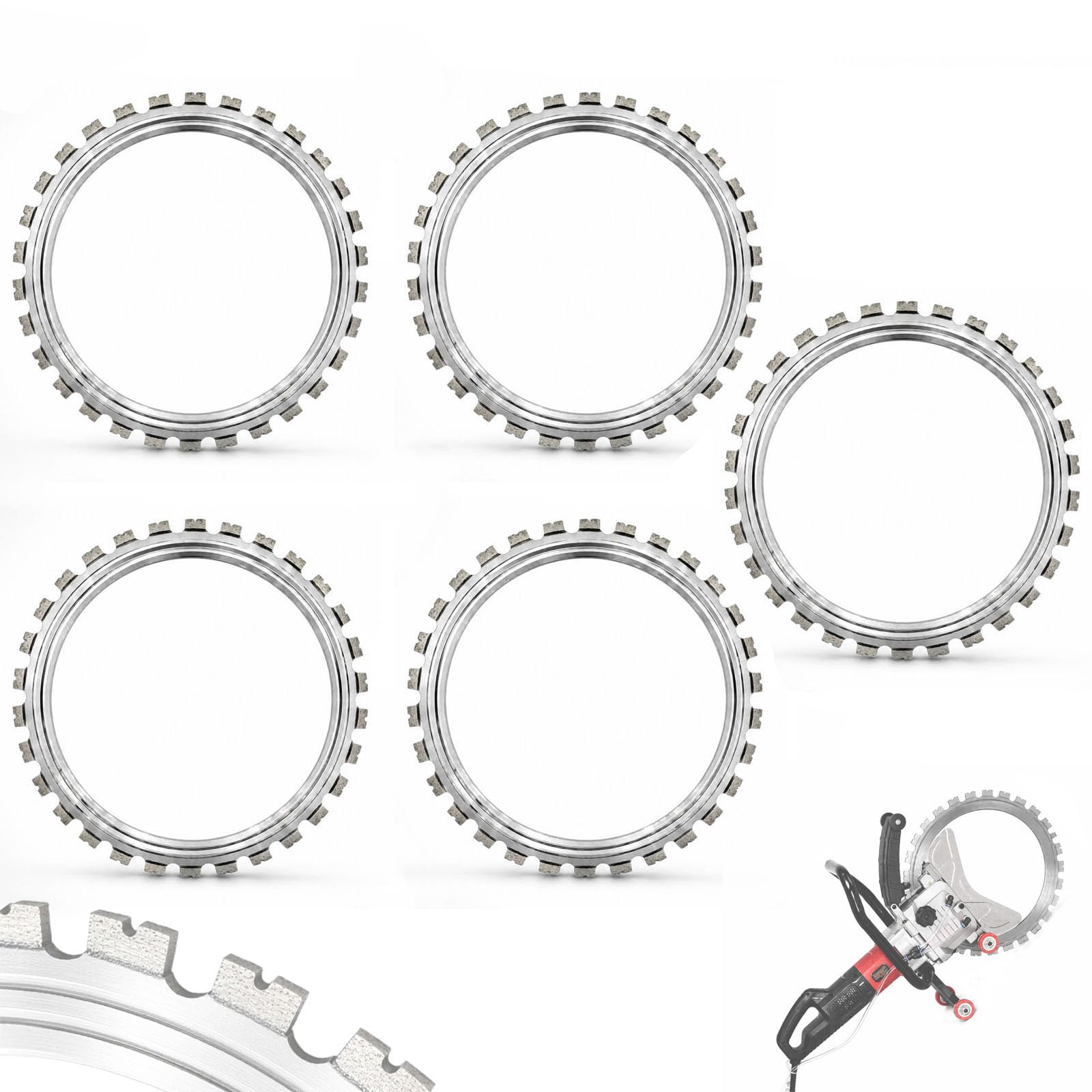 Pack De 5 Hojas De Sierra Anular Diamantadas 410 Mm Para Hormigón