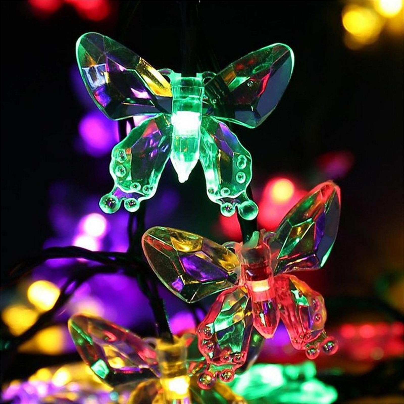 Mateju LED Lichterkette Außen Solar, Solar Lichterkette Aussen mit Fernbedienung 8 Modi Solarlichterkette Outdoor für Innen, Garten, Terrasse, Balkon, Hochzeit (Schmetterling Multicolour,32m/300led)