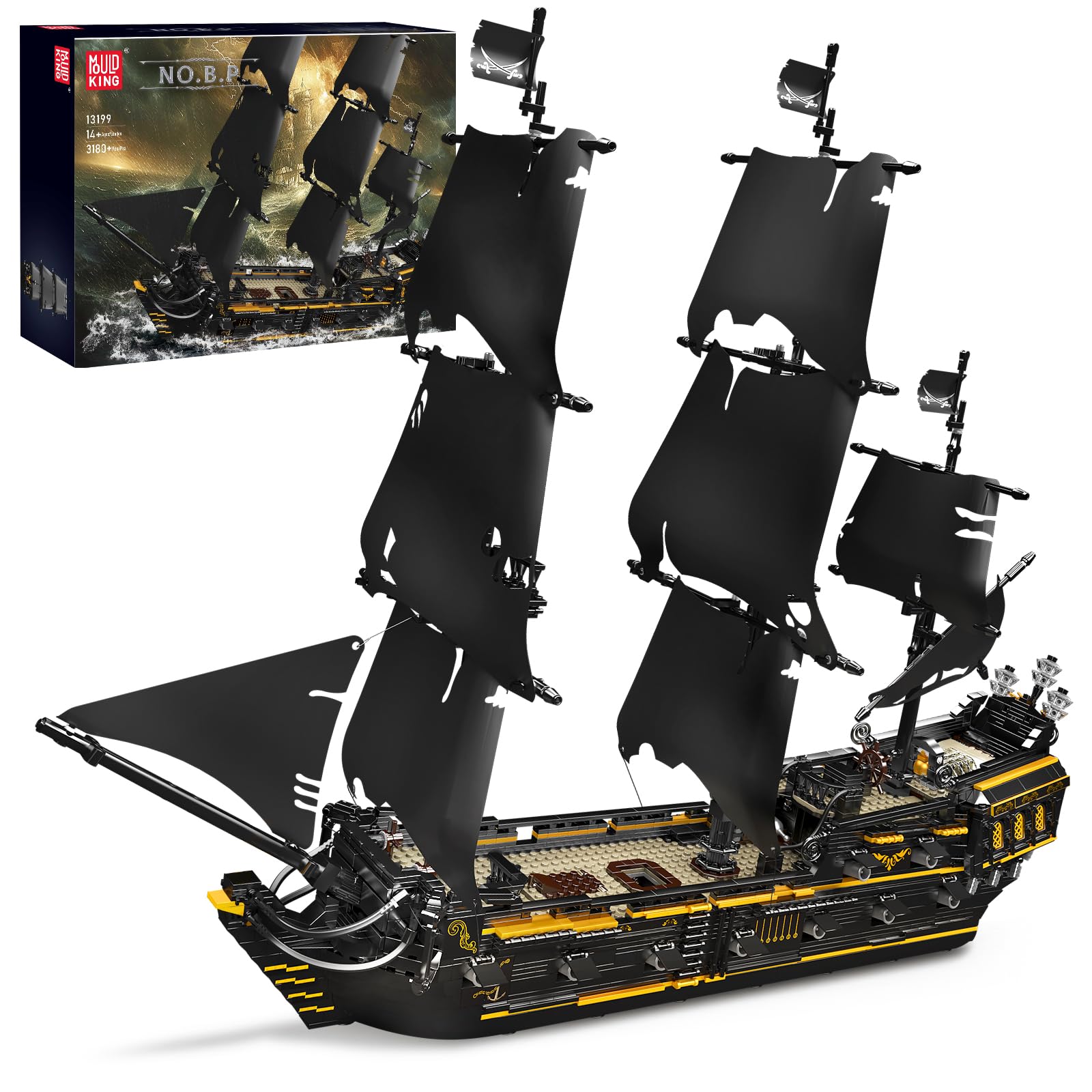 Mould King 13199 Black Pearl Piratenschiff Bausteine  3180 Teile Konstruktions Spielset 3180 St S08cz0fe