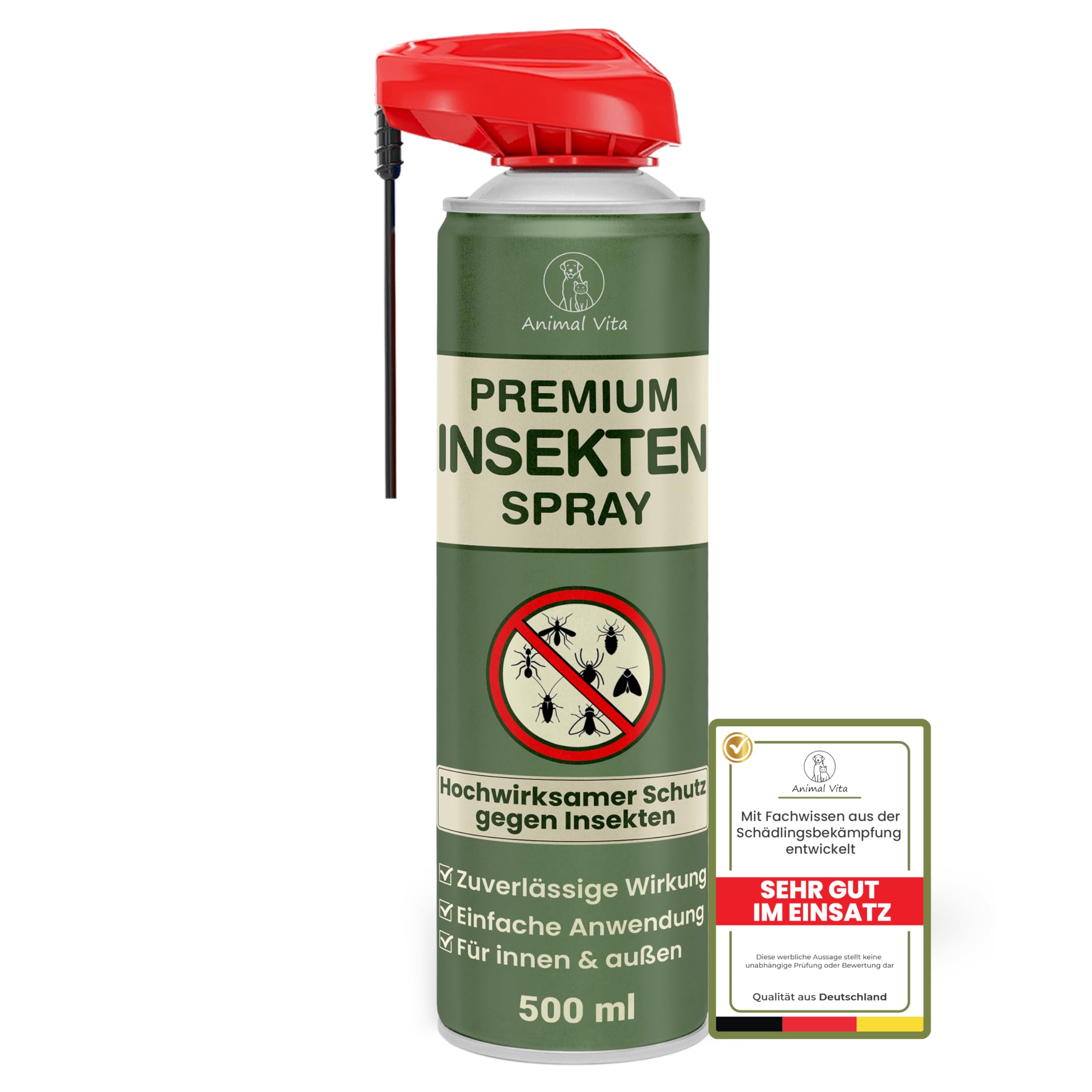 Animal Vita Insektenspray [hochwirksam] Ungezieferspray mit Sofortschutz zur Abwehr gegen kriechende und fliegende Insekten - hochwirksames Ungeziefer-Spray für Innen und Außen
