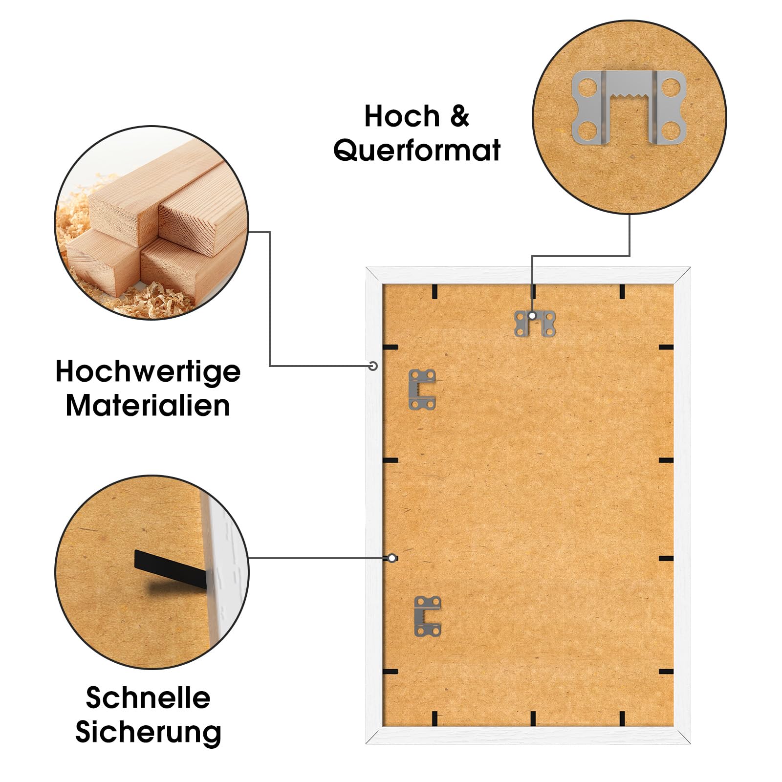 Bilderrahmen 50x70 3er set, 50x70cm Weiß Holz Rahmen, 19.68x27.56 Inch Bilderrahmen, Wandmontierter 50X70, Fotorahmen für 50 x 70 Druck, Schlafzimmer und Wohnzimmer Dekoration