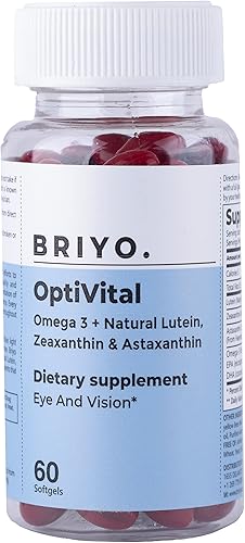 Briyo Optivital Suplemento para la salud ocular con luteína, zeaxantina, astaxantina y omega 3  Apoya la claridad visual, alivio de la fatiga de la