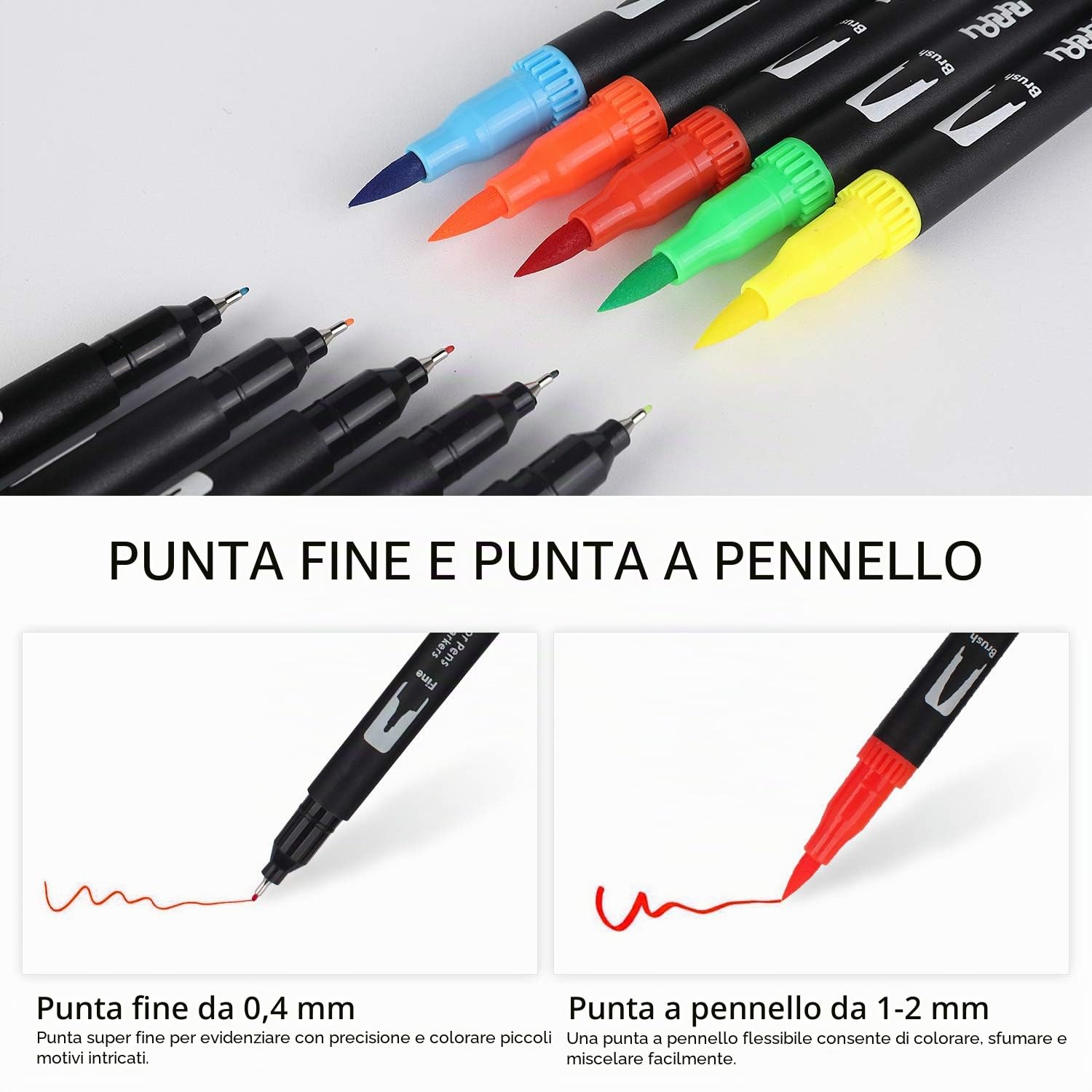 hhhouu 100 Colori Brush Pen Lettering Pennarelli Doppia Punta Fine Acquerellabili Penne da Colorare per Adulti Bullet Journal,Calligrafia, Dsegno hho-100B