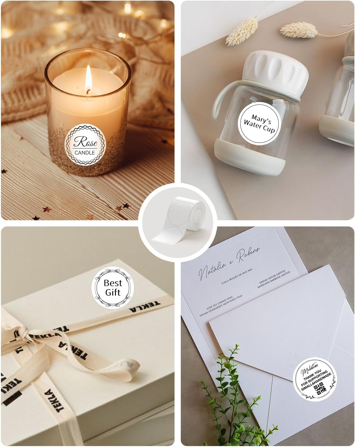 NIIMBOT B1 Label Maker Tape 50×50mm White Label Paper Compatible for NIIMBOT B1 B21, Thermal Sticker Paper 1.9'' x 1.97'' Waterproof Labeling Tape Replacement 150 Labels/Roll, Round - Image 3