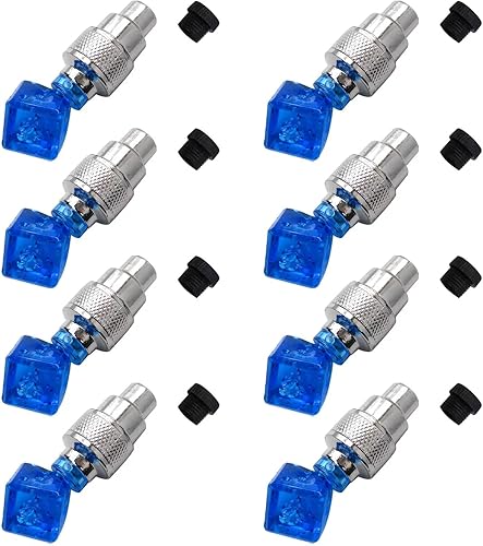 Miniatura 9 de Paquete de 8 tapas LED de vástago de válvula para bicicleta, automóvil, motocicleta, llanta, lámpara de luz para aumentar la visibilidad nocturna y