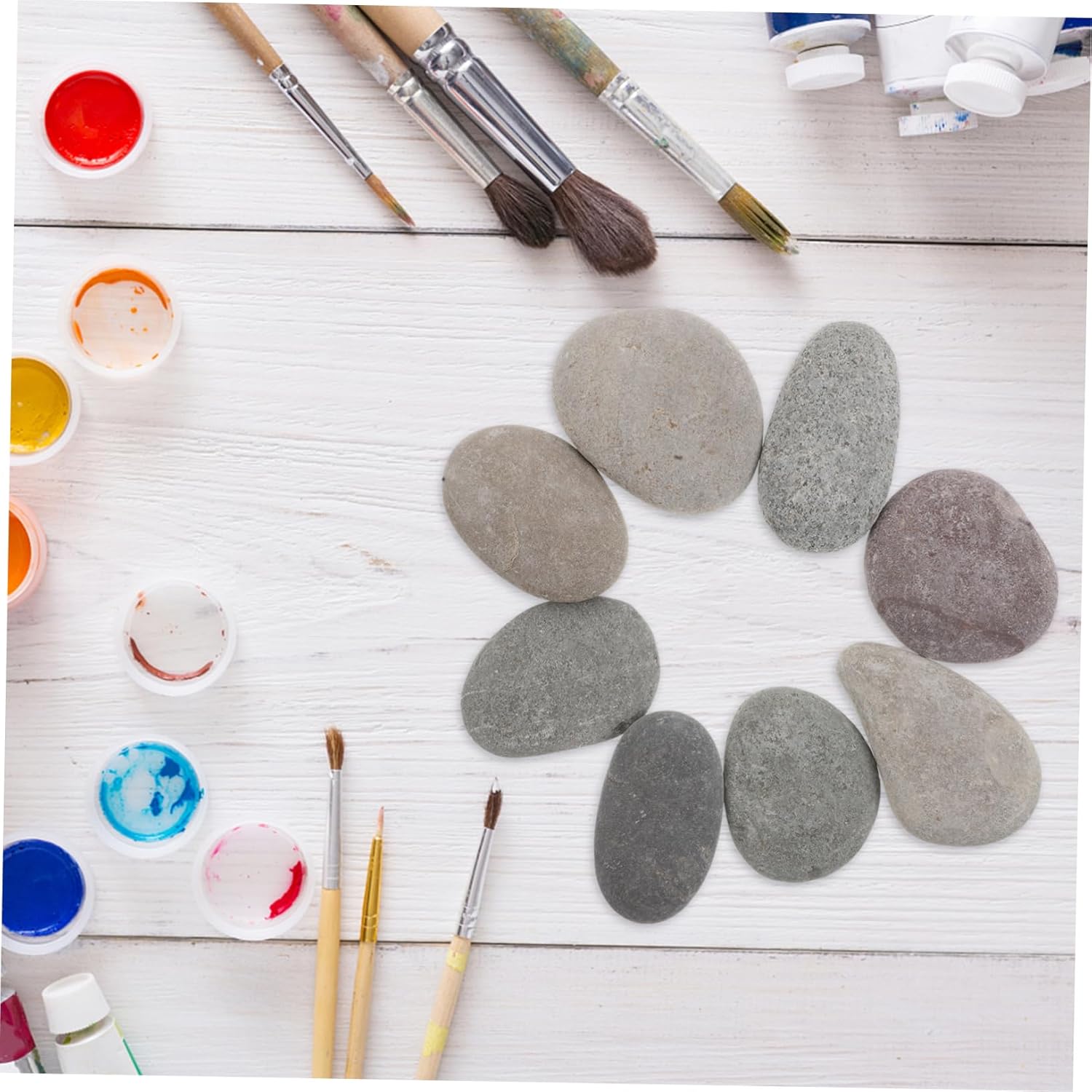 Angoily 8pcs Hand Painted Pebbles for Boys and Girls Art Kits River Rocks for Drawing Decorative Stones